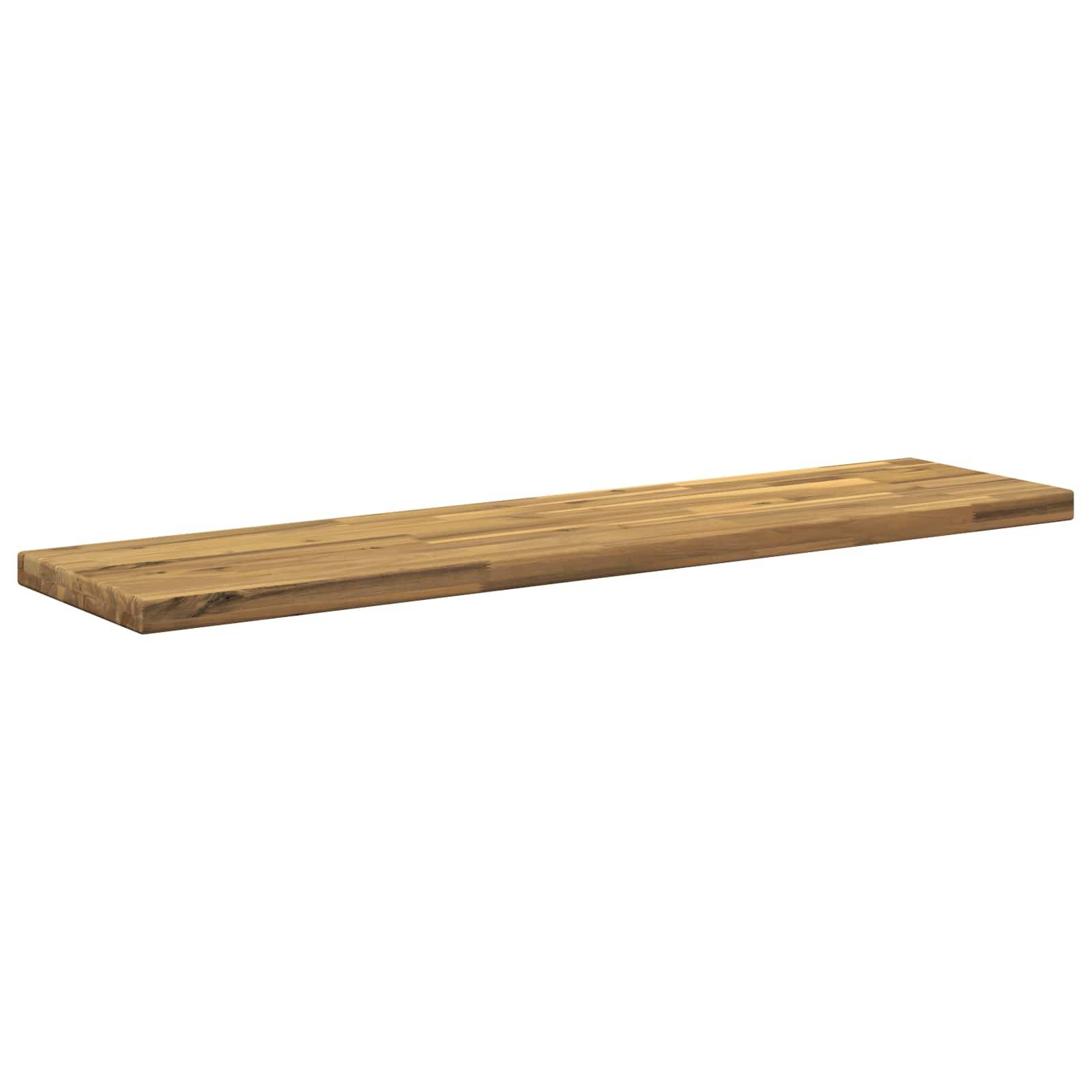 Langes rechteckiges Holzregal auf weißem Hintergrund.