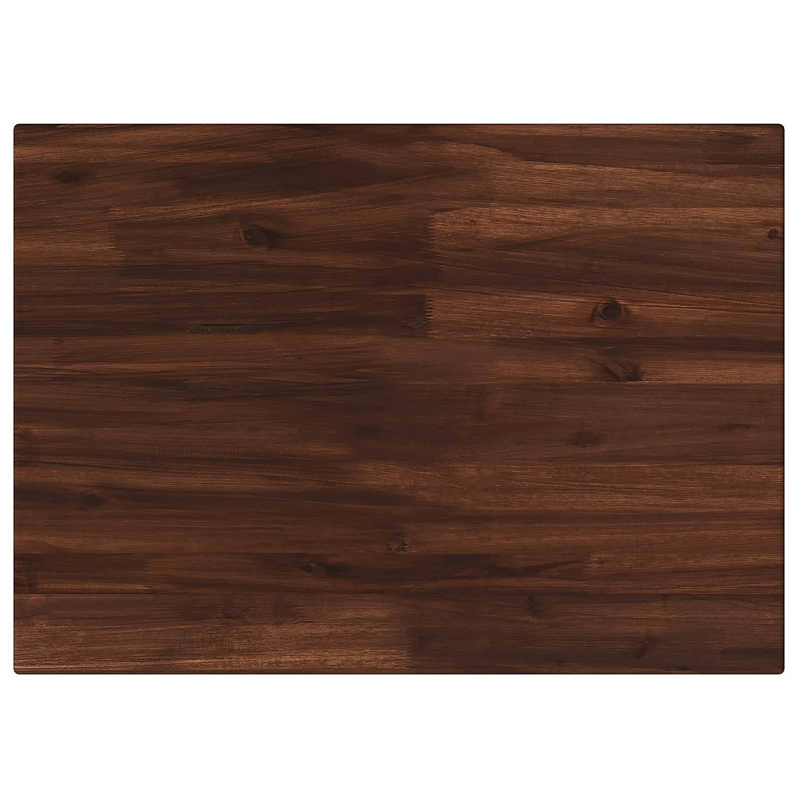 Dunkelbraune Holzmaserung auf einer Oberfläche mit horizontalen Dielen, dargestellt als einfacher strukturierter Hintergrund.