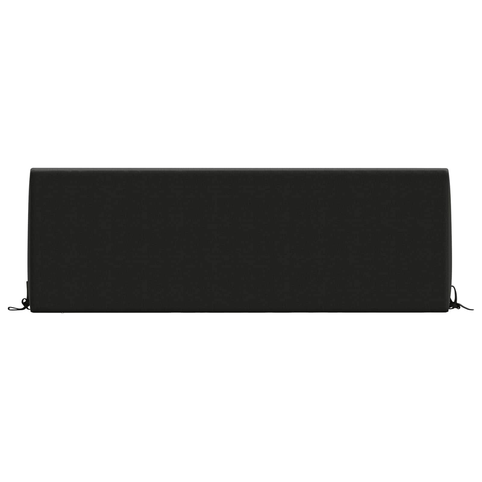 Schwarze rechteckige Tragetasche oder Clutch mit Reißverschluss auf weißem Hintergrund, geschlossen und zentriert dargestellt.