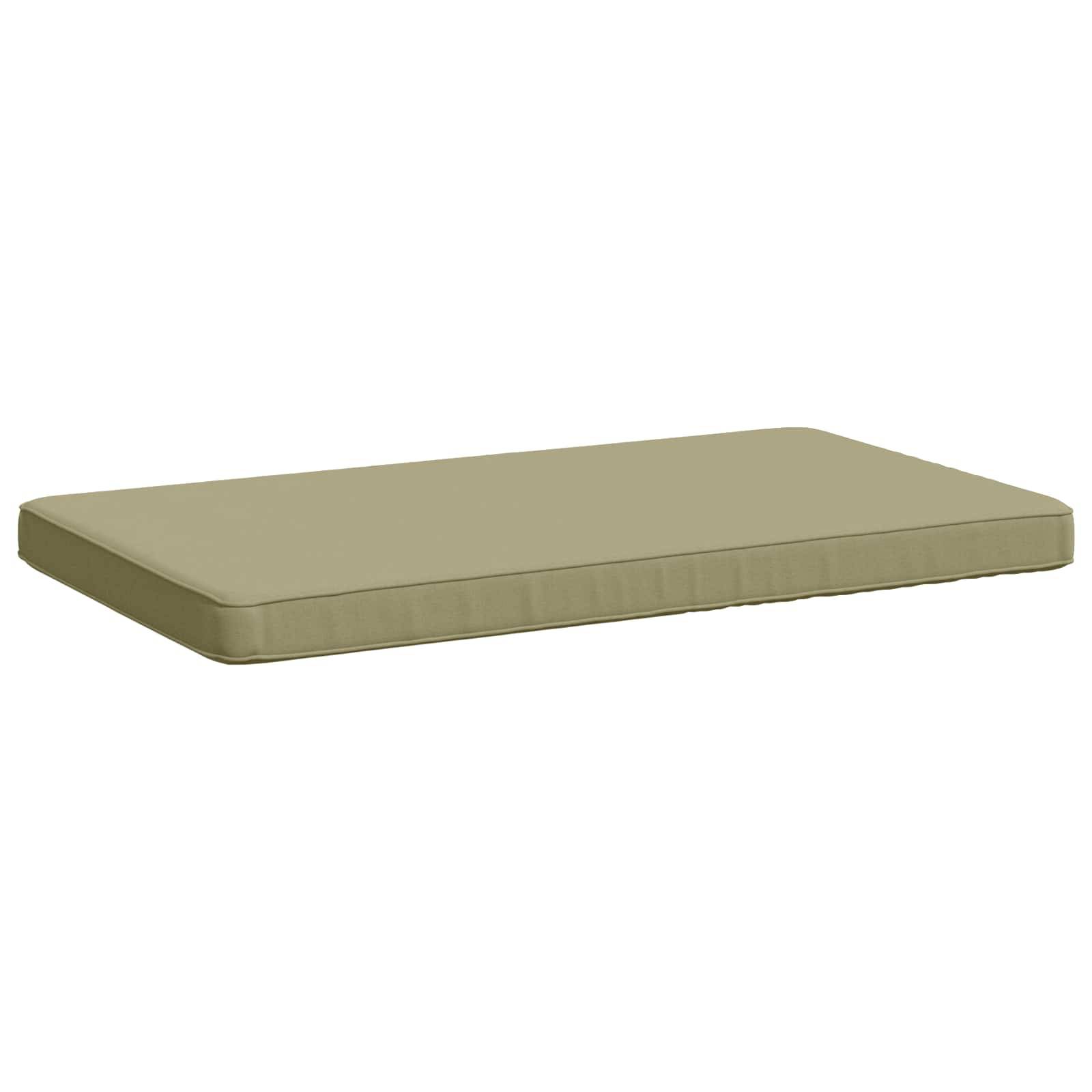 Beige rechteckiges Kissen oder Matratzenauflage auf weißem Hintergrund.