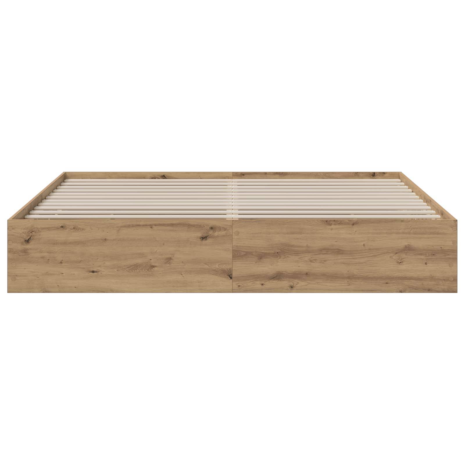 Holzbettrahmen mit Lamellenboden, dargestellt in Seitenansicht auf weißem Hintergrund.