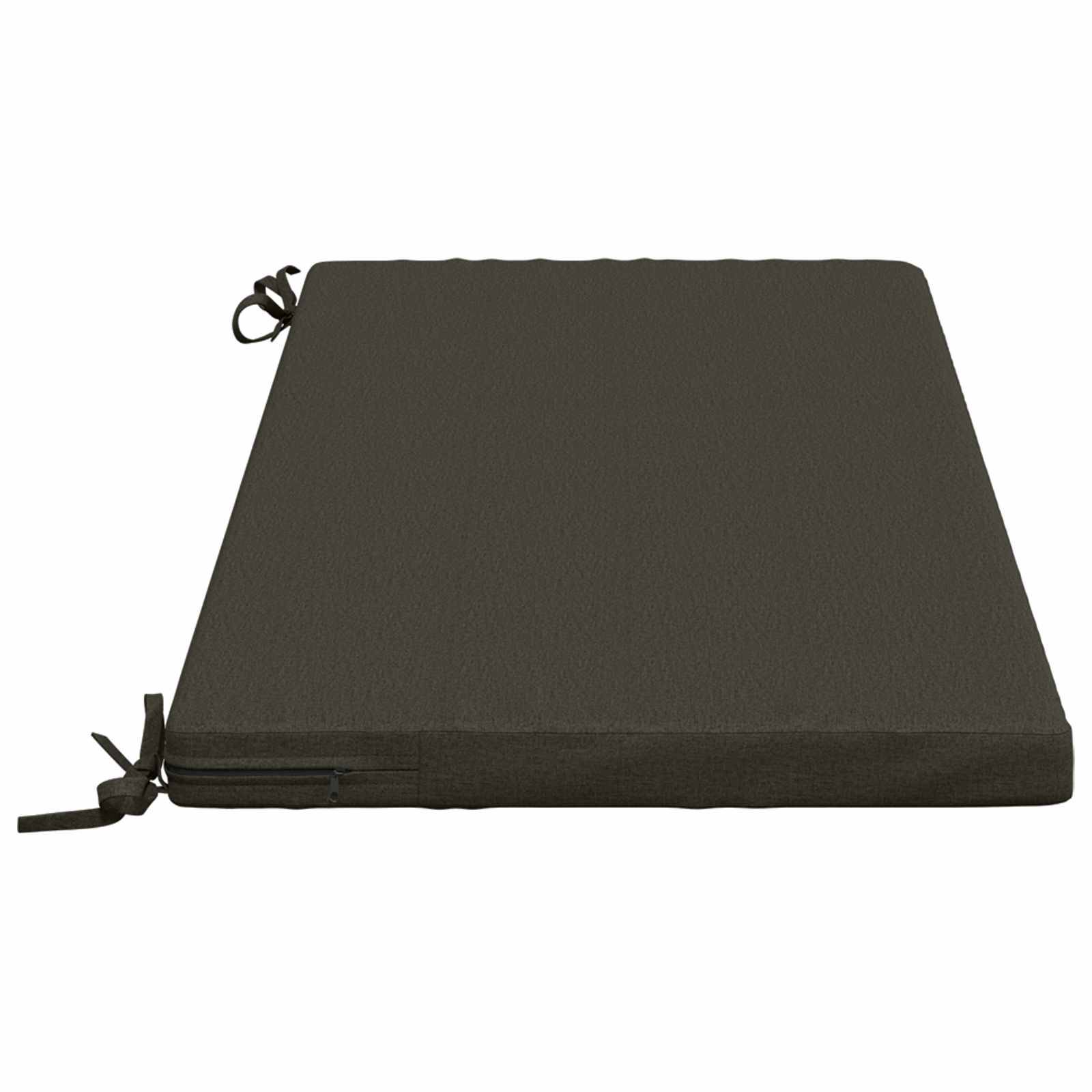 Schwarzes rechteckiges Etui mit Reißverschluss oder Polster mit abgerundeten Ecken und kleinen Seitenschlaufen, gezeigt auf weißem Hintergrund.