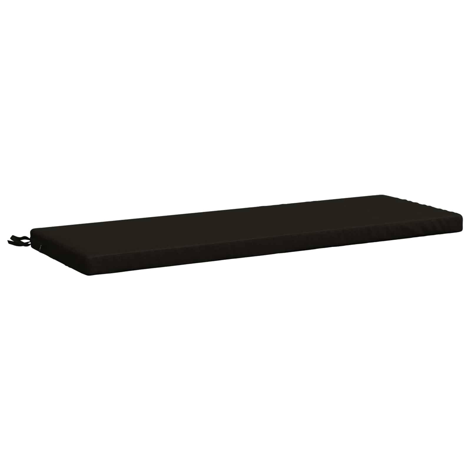 Schwarzes rechteckiges gepolstertes Kissen oder Matte mit einer kleinen Tragevorrichtung an einem Ende, isoliert auf weißem Hintergrund dargestellt.