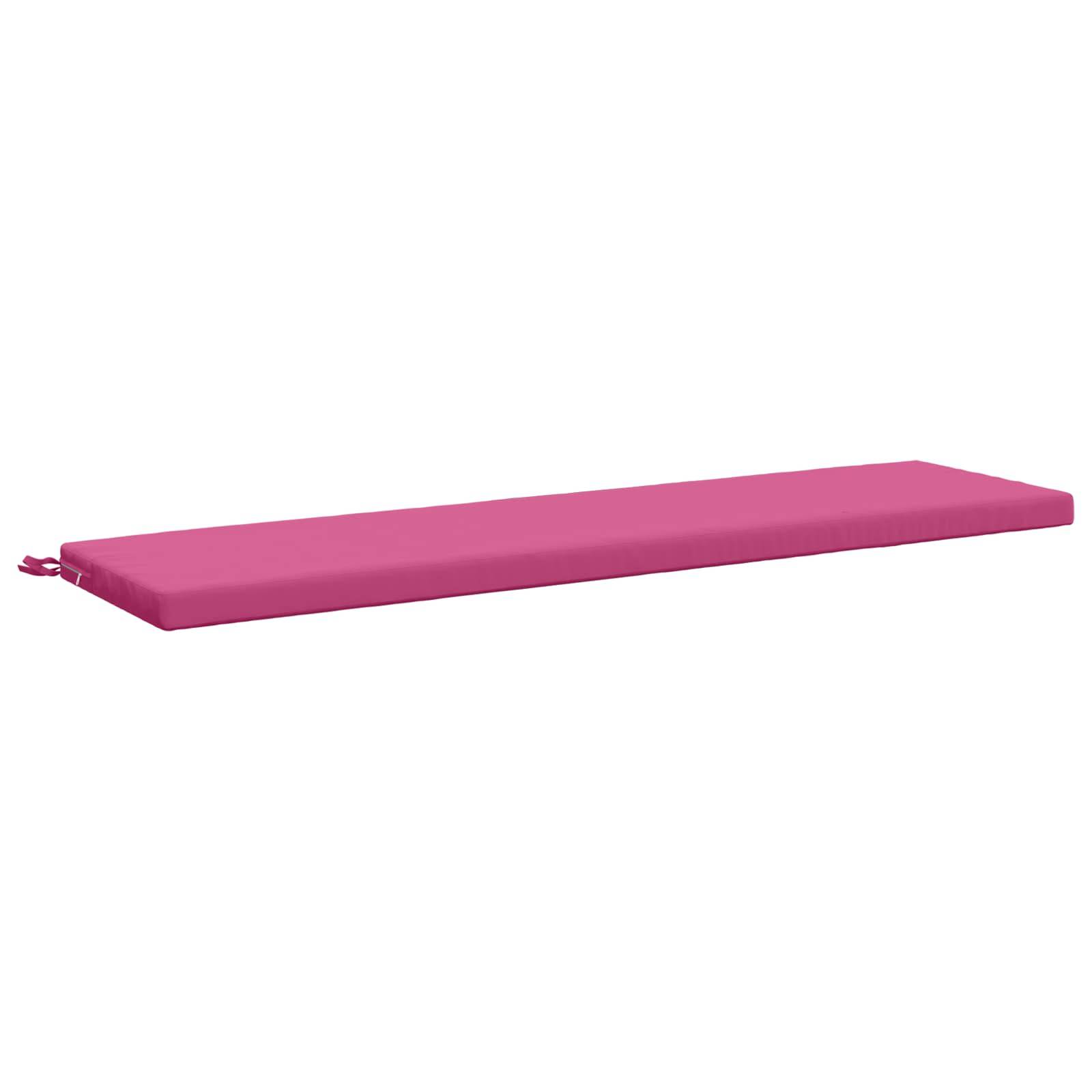 Rosa rechteckiges gepolstertes Kissen oder Matte mit einer kleinen Schlaufe an einem Ende, isoliert auf weißem Hintergrund dargestellt.