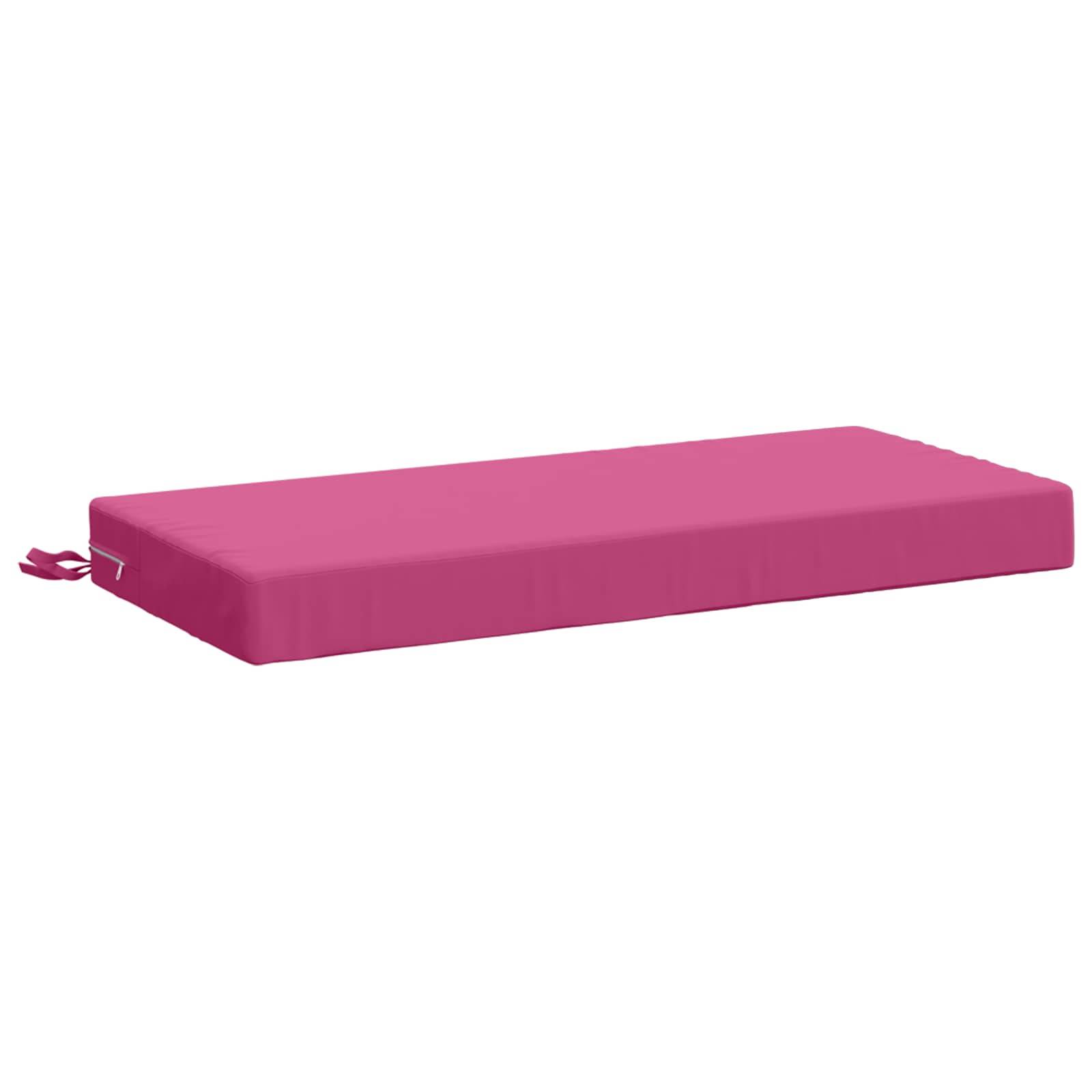 Rosa rechteckiges Kissen mit Matratze und seitlichem Griff auf weißem Hintergrund.