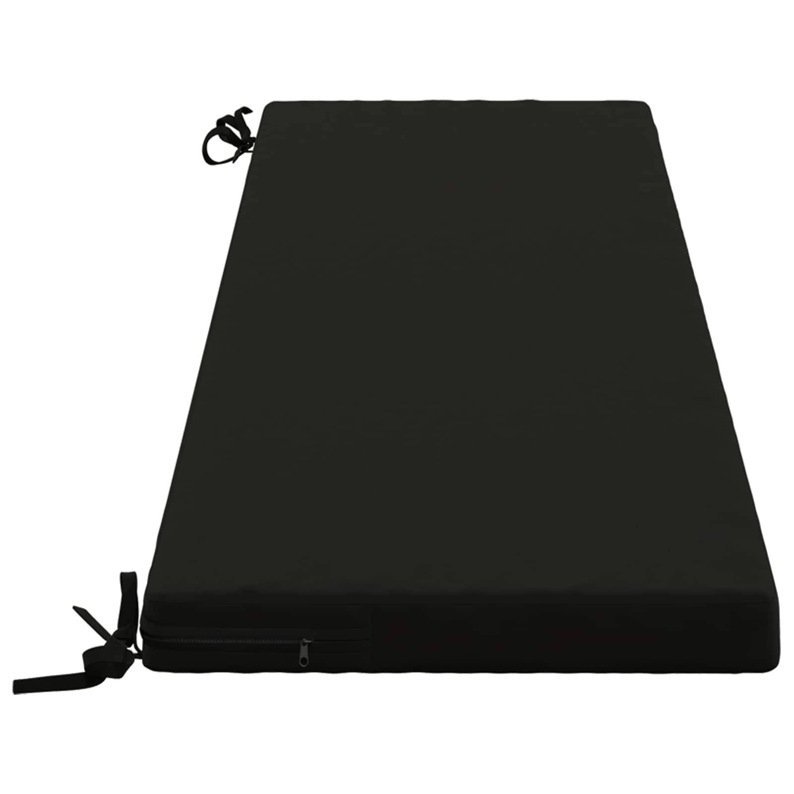 Schwarze rechteckige Aufbewahrungstasche oder Koffer mit Reißverschluss und Tragehenkel, shown on a white background.