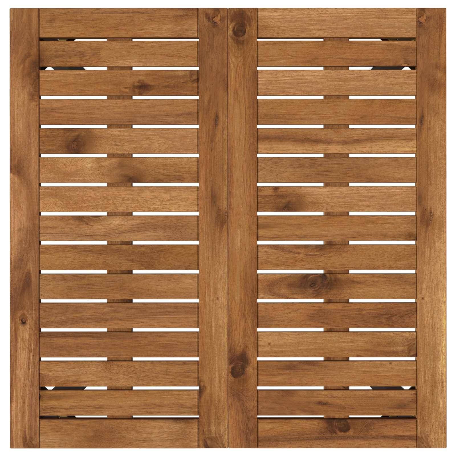 Holzverschalte Doppelschranktüren mit zentralem vertikalem Teiler und horizontalen Lamellen.