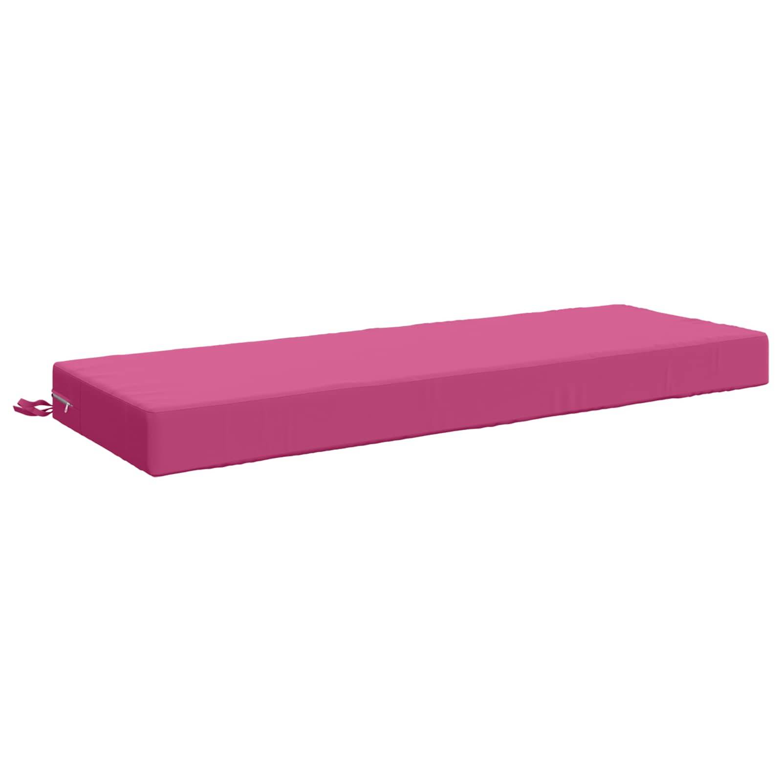Rosa rechteckige gepolsterte Matte mit einem kleinen seitlichen Griff auf weißem Hintergrund.