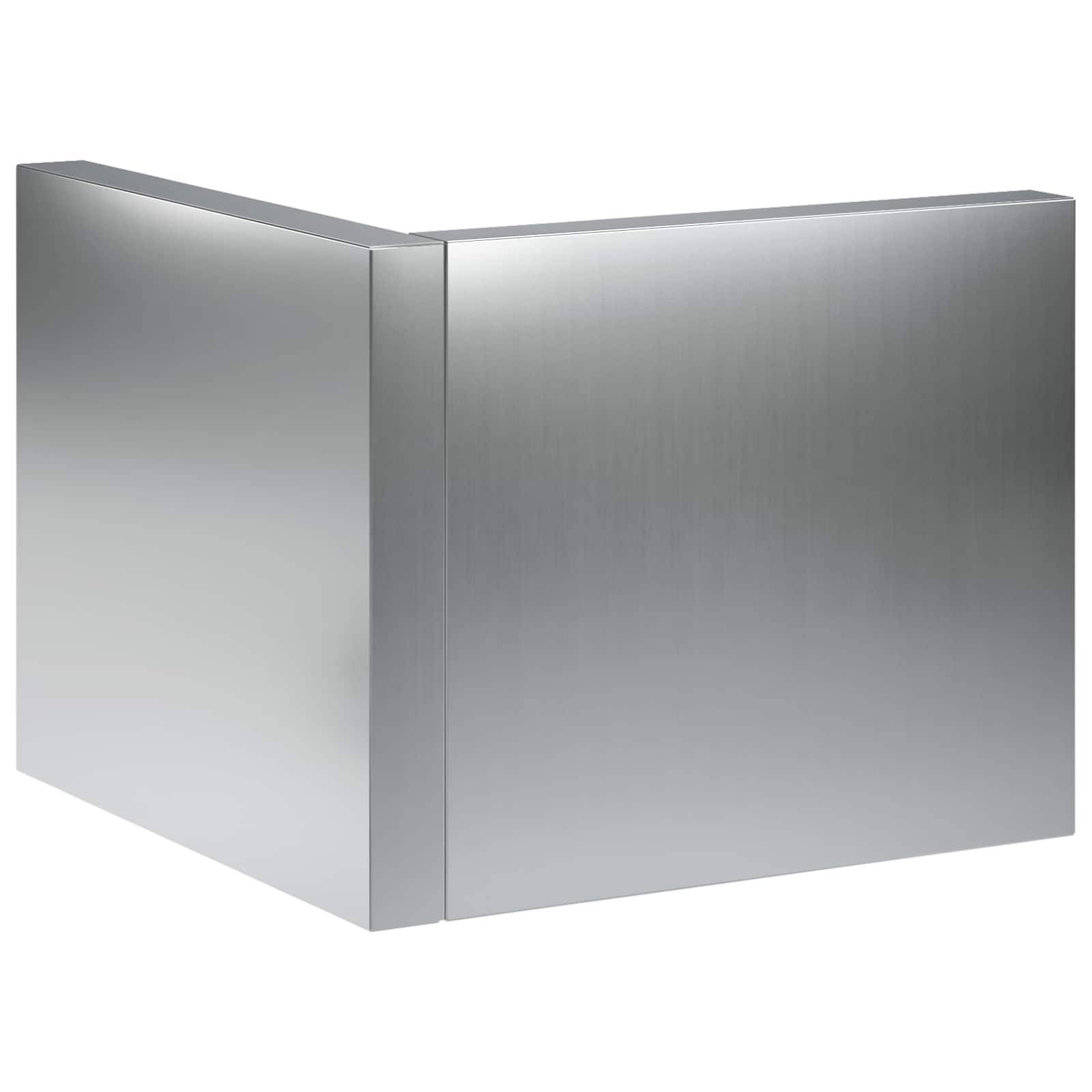 Metallisches graues rechteckiges Gerät oder Schrank mit klappbarer Tür, gezeigt in einer einfachen Produktansicht auf weißem Hintergrund.