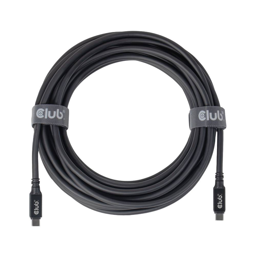 Aufgerolltes schwarzes USB-C-Kabel mit Elgato-Branding auf den Riemen und Steckern an beiden Enden.