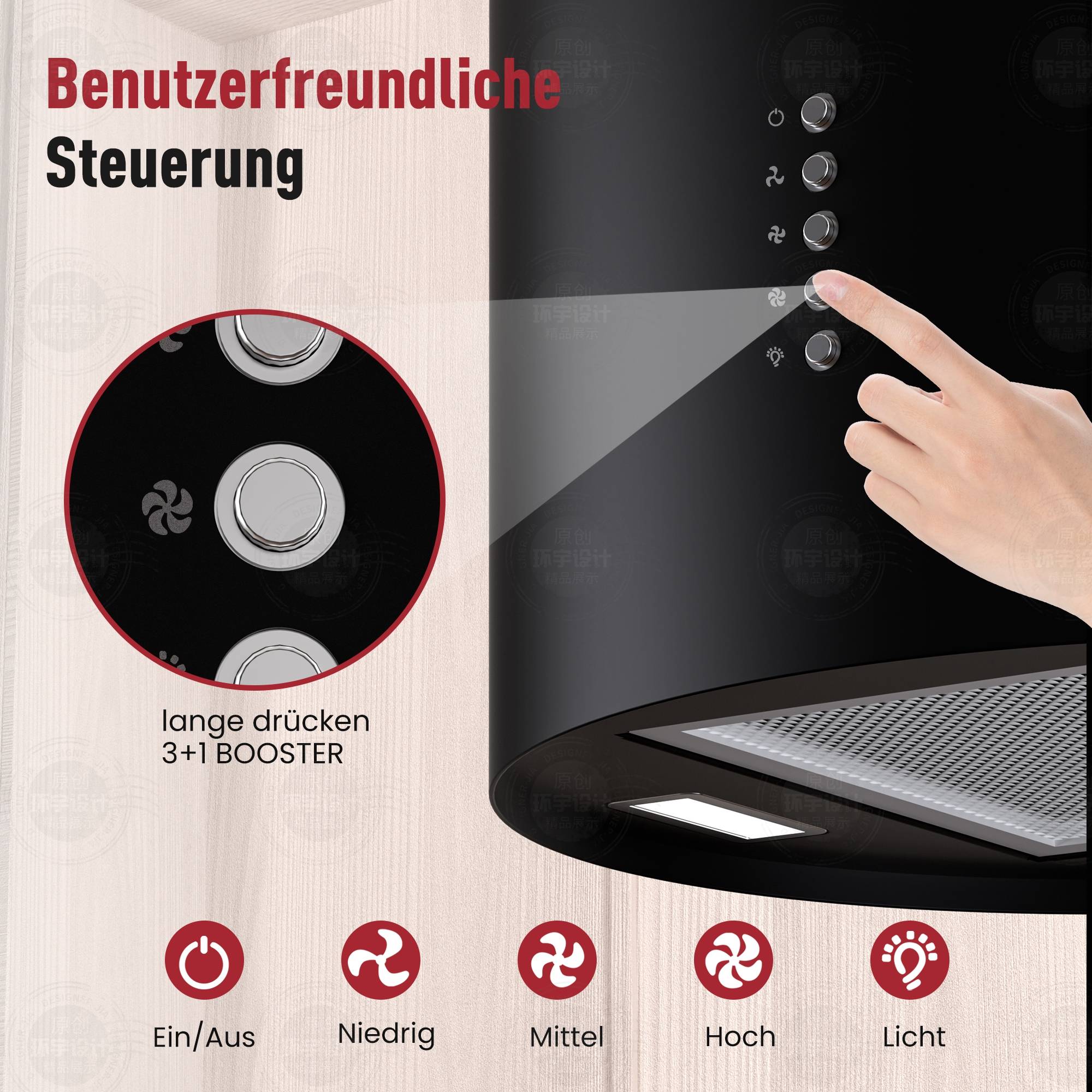 Levivo Inselhaube A+ Dunstabzugshaube Freihängend, 530 m³/h Luftleistung