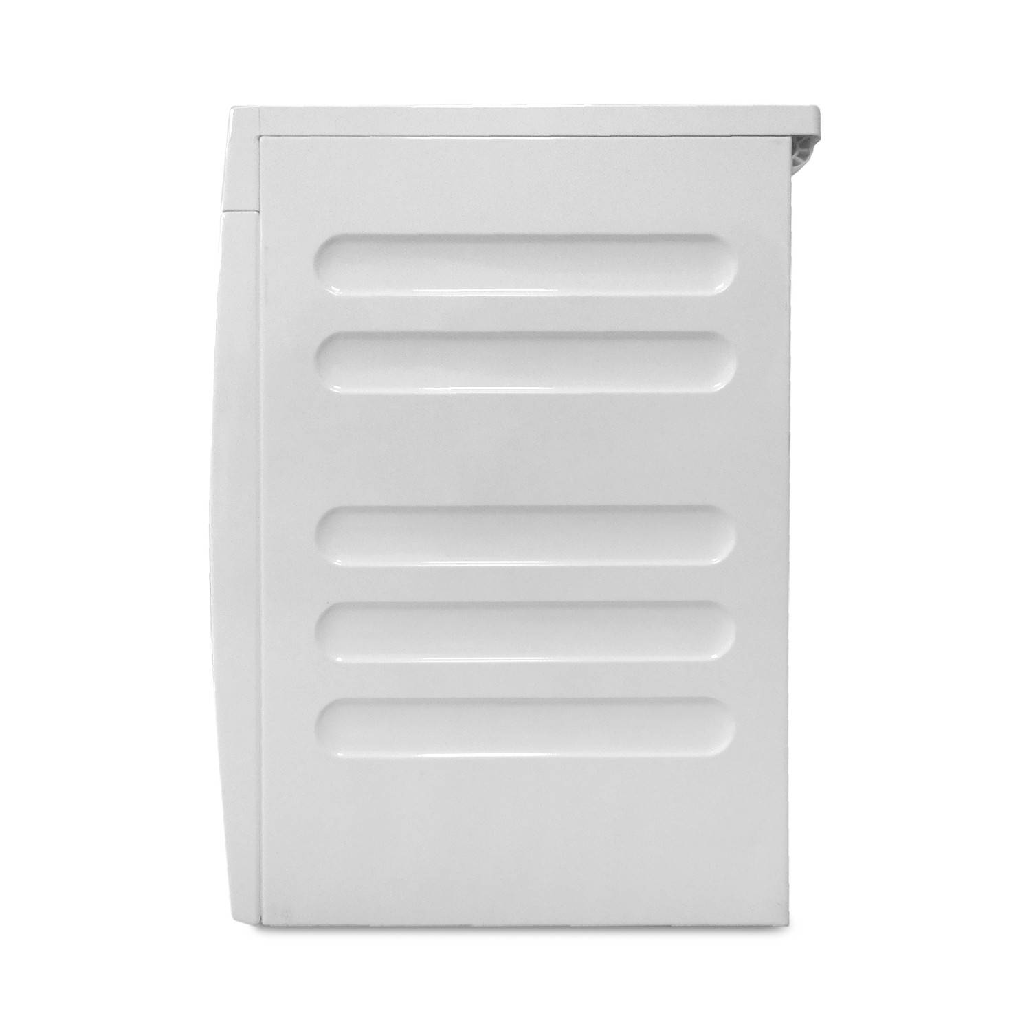 Weiß rechteckiges an der Wand montiertes Schrank- oder Universalkasten mit glatter Vorderseite und horizontalen vertieften Rillen.
