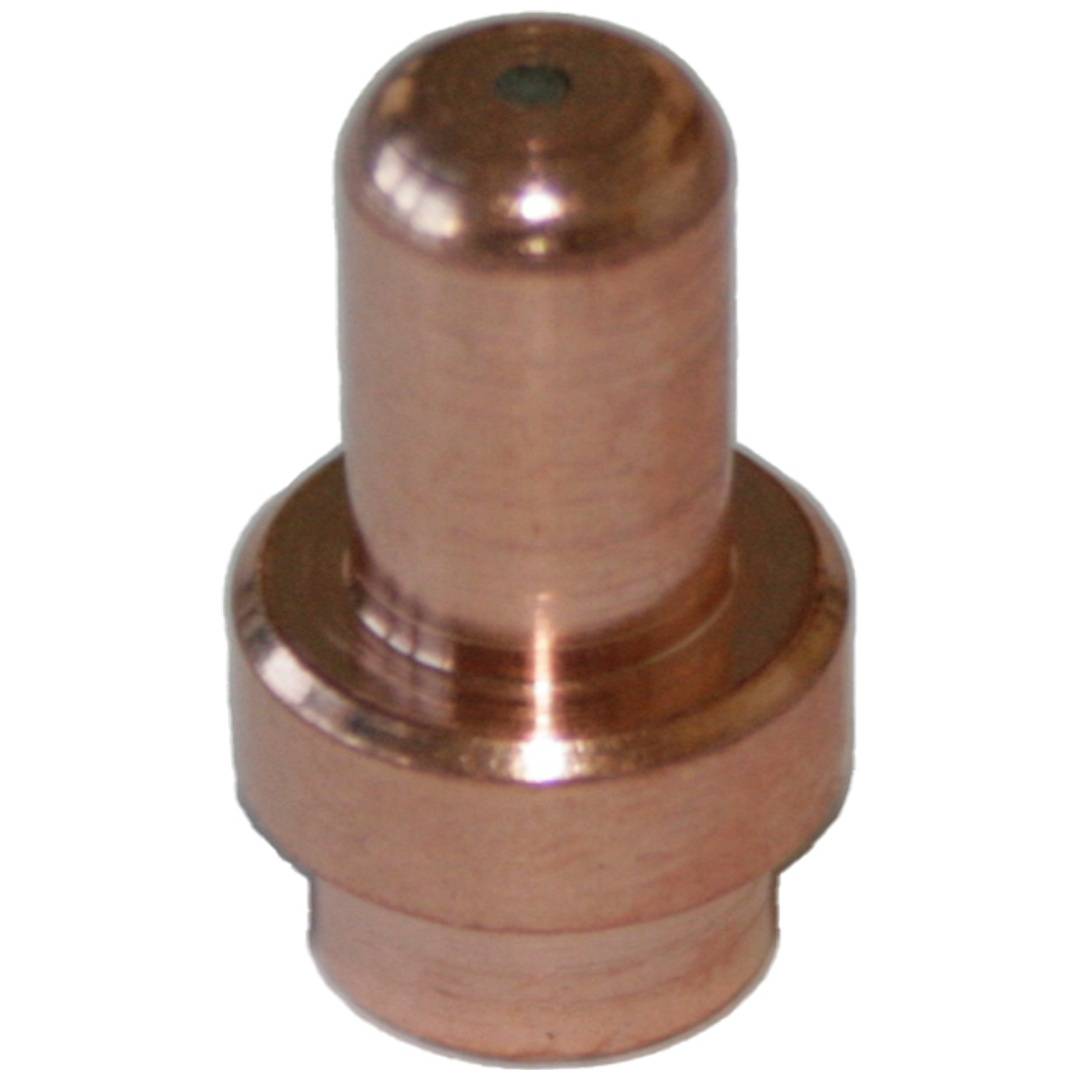 Kupferfarbiges zylindrisches Metallbauteil mit einer breiteren Basis, auf weißem Hintergrund dargestellt.