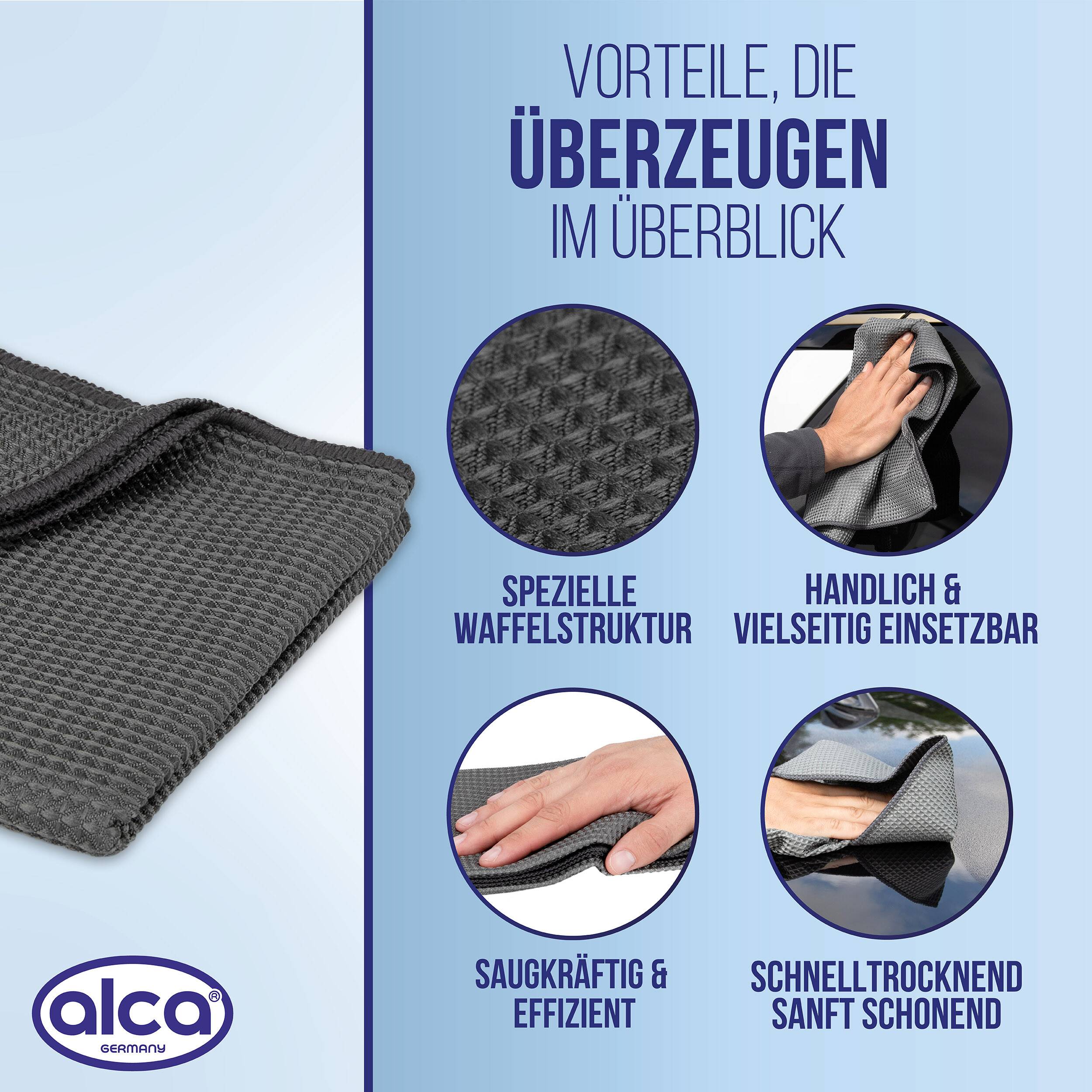 alca® Waffeltuch zum Trocknen 40x60 cm, grau Reinigungstuch schnelltrocknend, sanft &