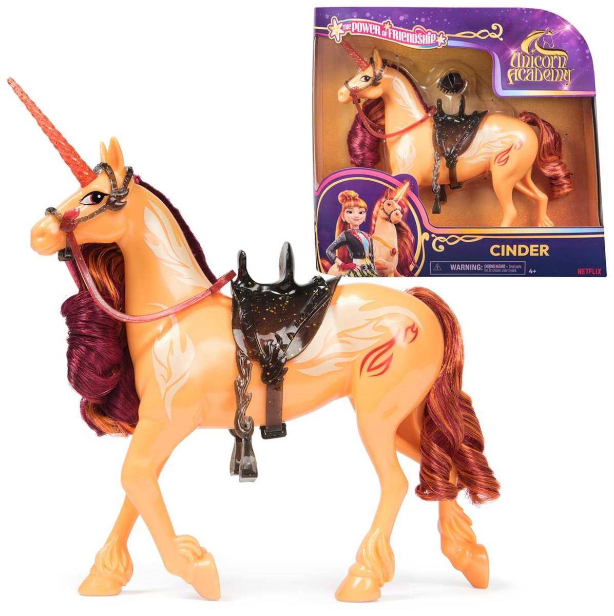 Ein Einhorn-Spielzeugpferd namens „Cinder