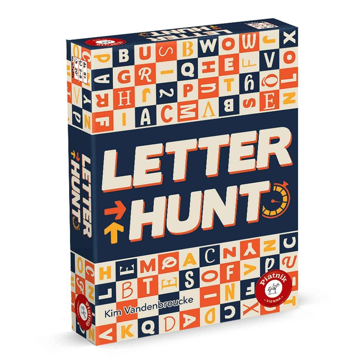 Eine Brettspielbox mit dem Titel „LETTER HUNT
