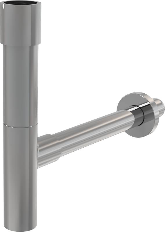 Chrome T-förmiges Rohrleitungsfitting mit einem horizontalen Seitenarm, der an einem vertikalen Rohr auf schwarzem Hintergrund befestigt ist.