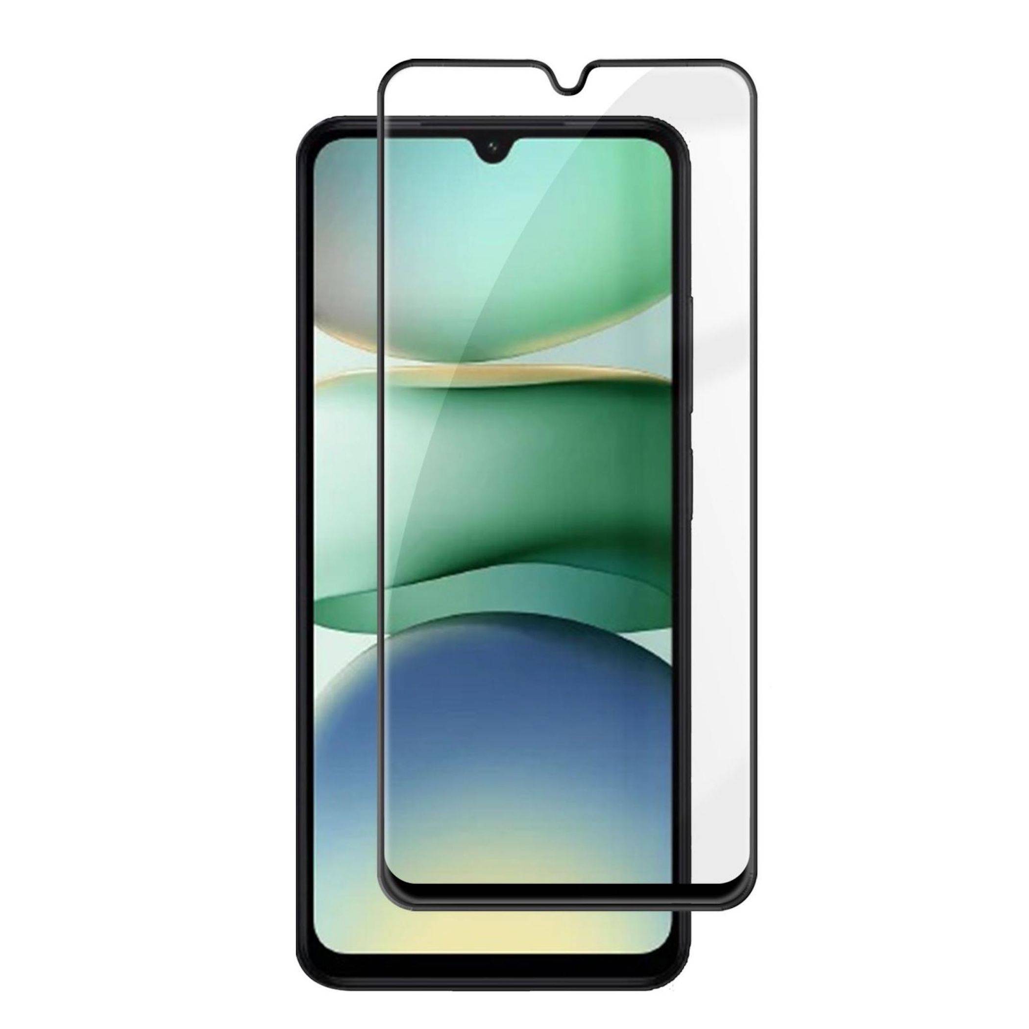 Zwei Smartphone-Displayschutzfolien, die über einem Telefon angezeigt werden und vollständige Vorder- und Kanten-zu-Kanten-Abdeckung zeigen.