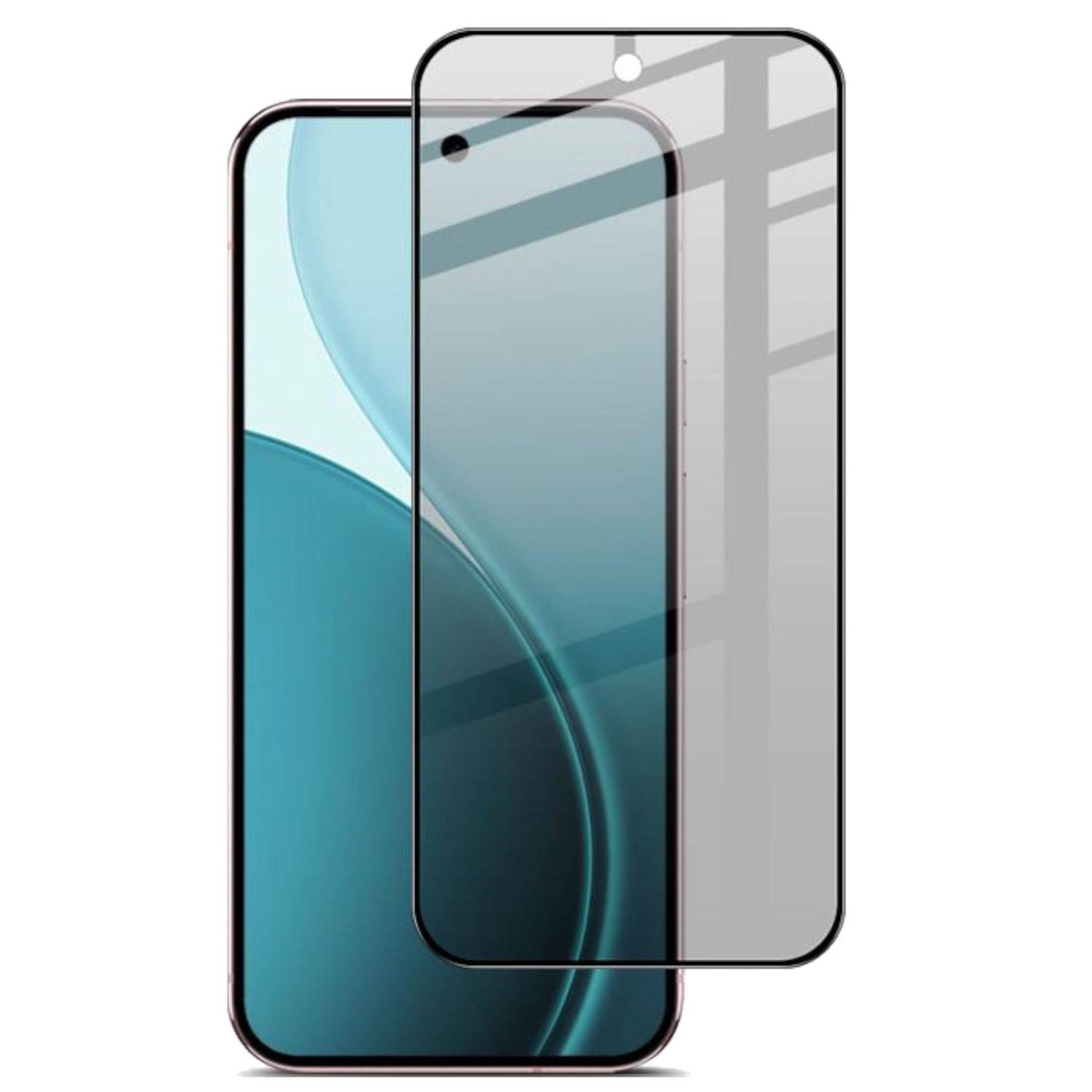 Zwei sich überlappende Displayschutzfolien für Smartphones auf einem Telefon, die die Abdeckung der Vorderseite und der Kanten zeigen.