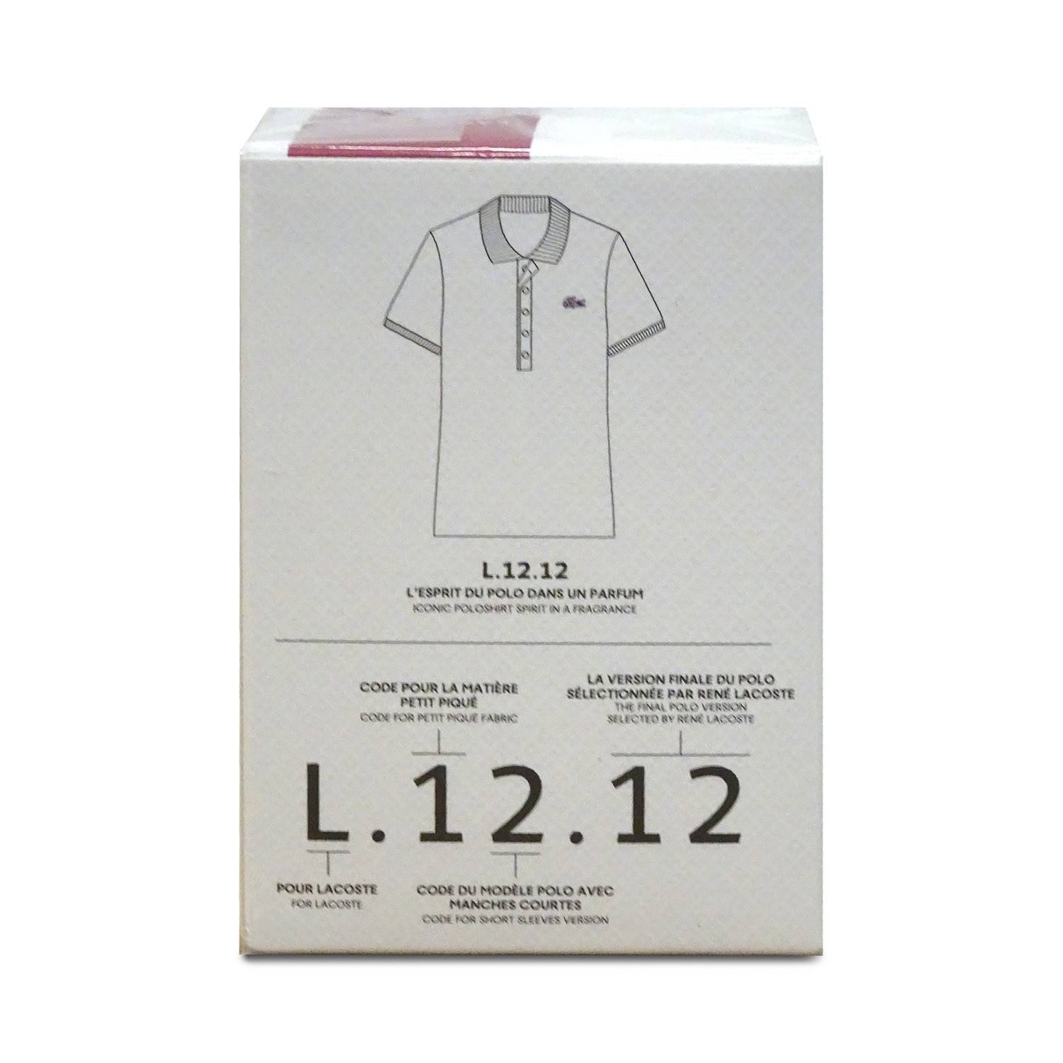 Lacoste L.12.12 Parfümschachtel mit einer Hemdillustration und großem „L.12.12