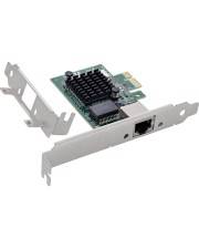 PCI-Netzwerkadapterkarte mit Montageklammer und RJ-45-Ethernet-Anschluss, abgebildet auf weißem Hintergrund.