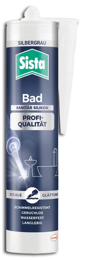 Silbergrau Sista Bad Sanitär-Silikon-Dichtungsmasse, Profi-Qualität, für Badezimmerfugen und glatte, schimmelwiderstandsfähige, wasserdichte Abdichtung.