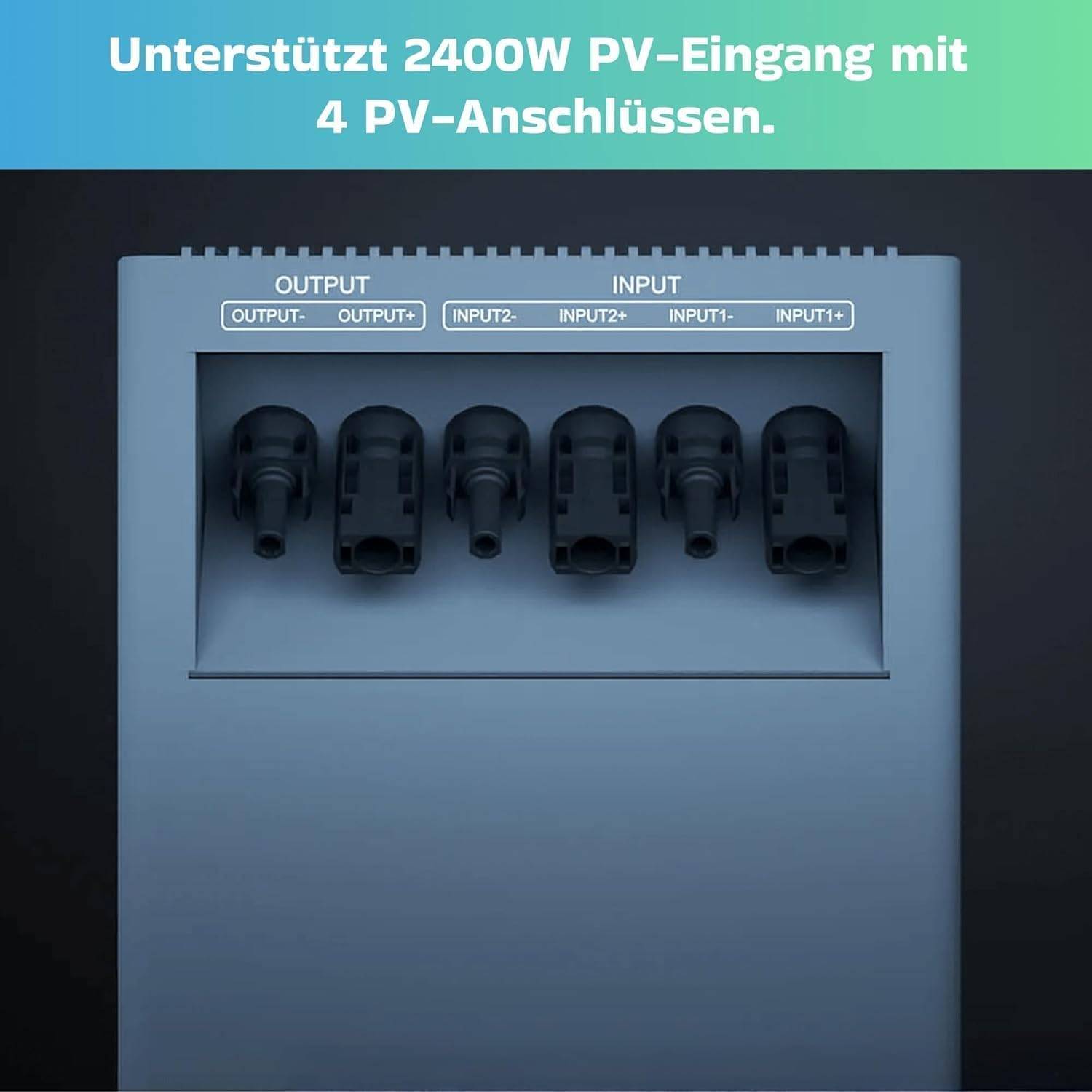 Solarpanel mit Stromeingabe beschriftet mit „Ausgang