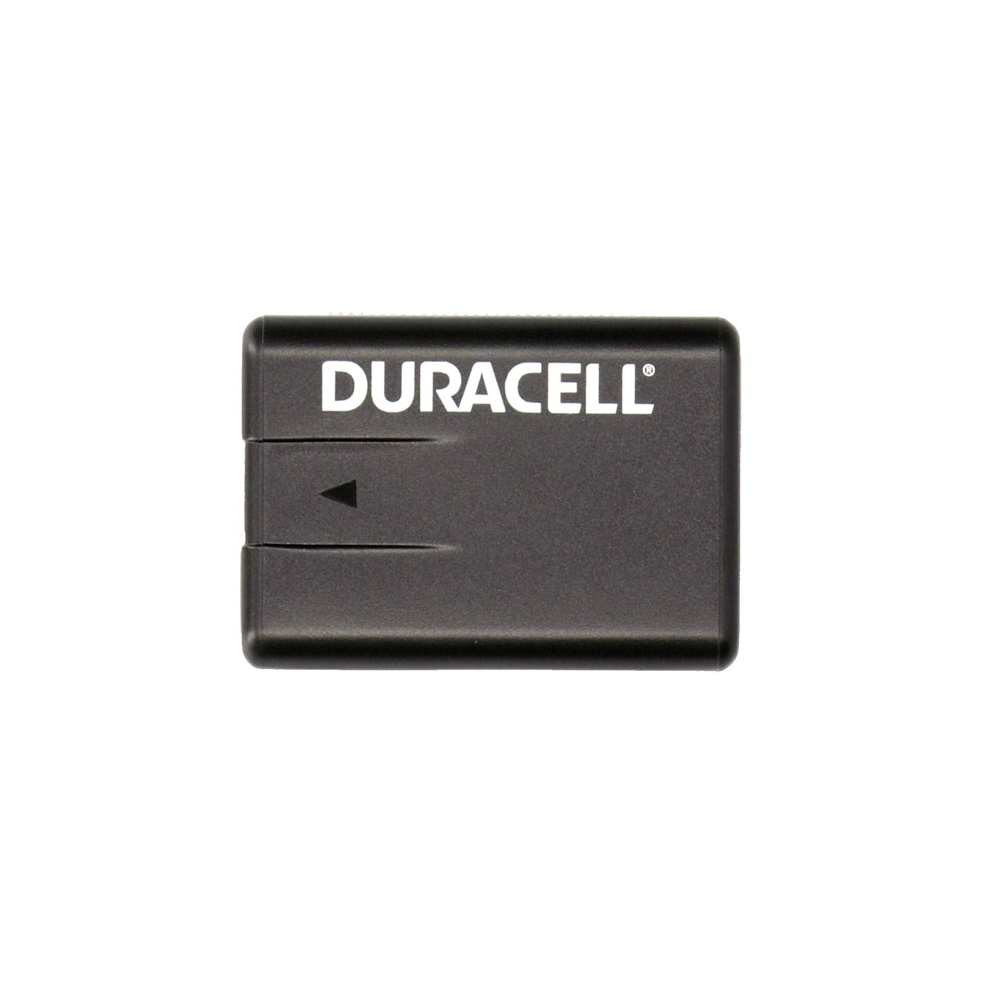 Schwarzes wiederaufladbares Duracell-Batterie-Set mit Logo auf weißem Hintergrund.