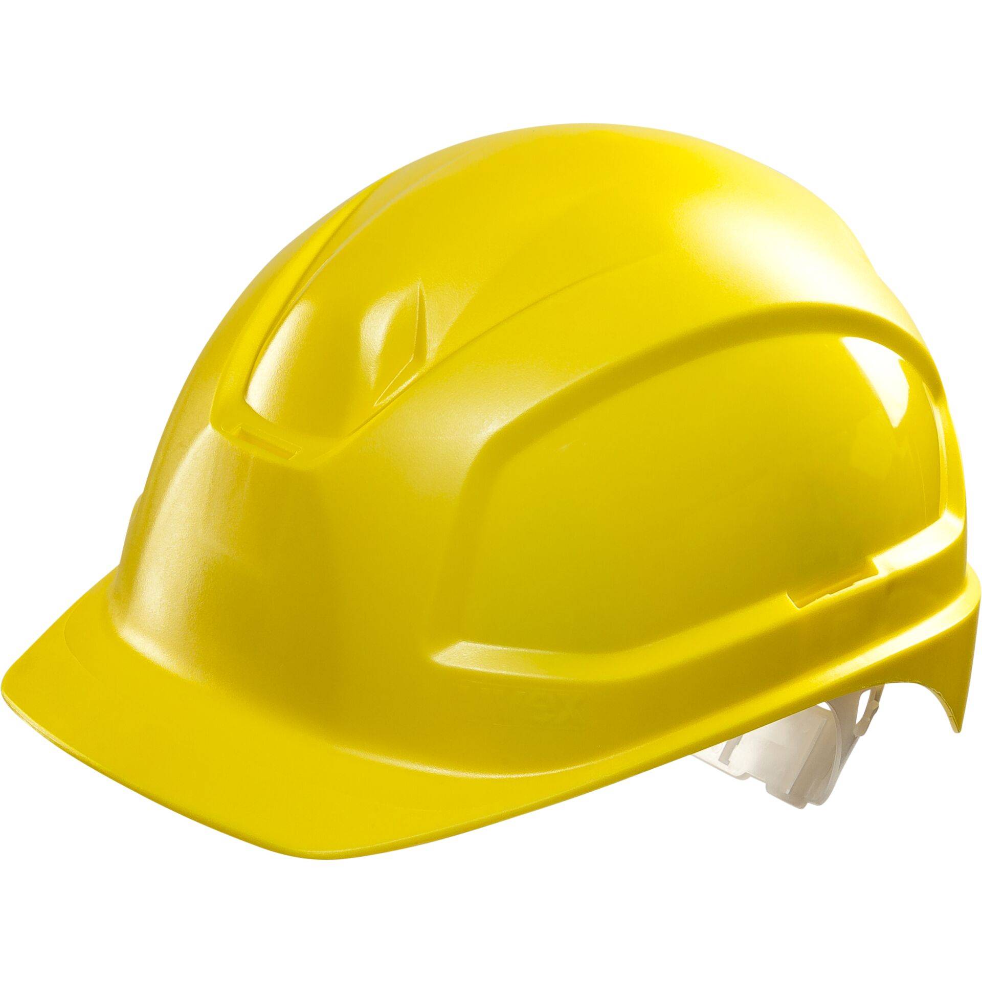Gelber Schutzhelm für den Bau isoliert auf weißem Hintergrund.