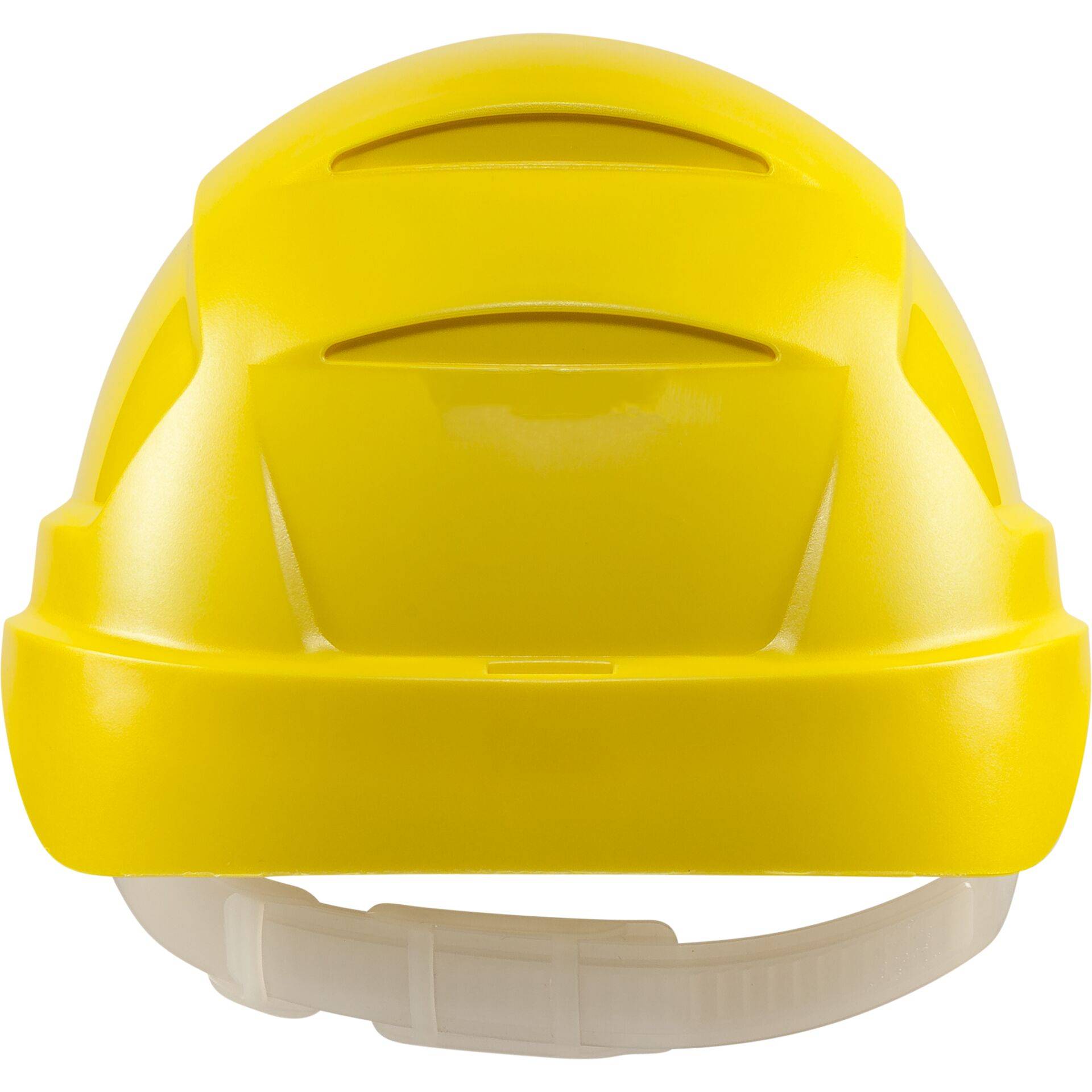 Gelber Schutzhelm auf weißem Hintergrund.