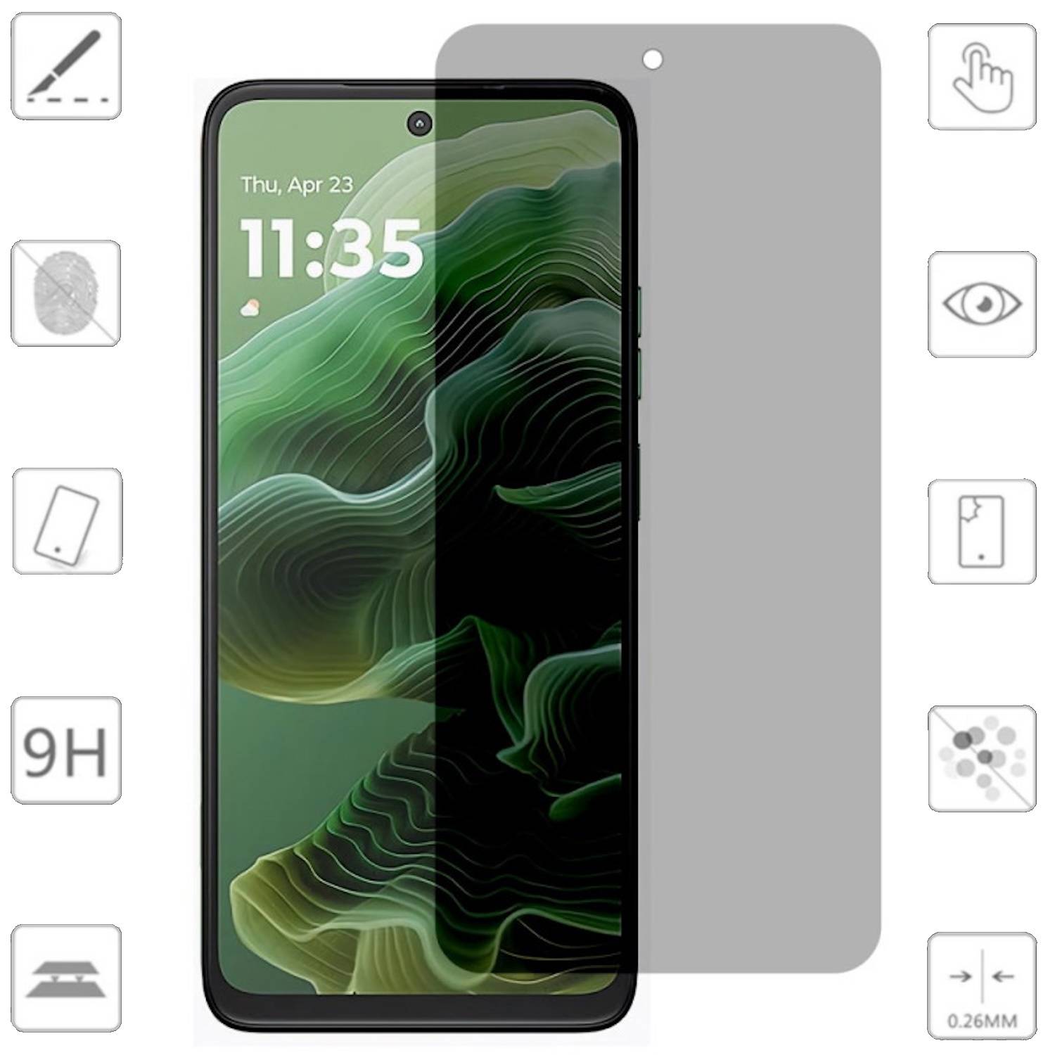 Smartphone-Displayschutzfolie mit einfach zu installierendem Ausrichtungsrahmen, mit kratzfest, Datenschutz und Anti-Blendung Funktionen