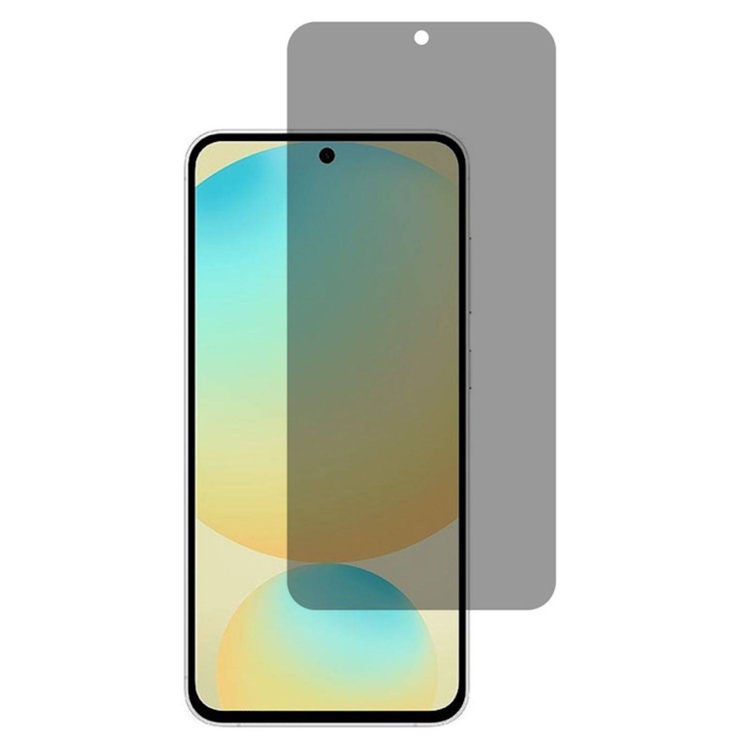Vorder- und Rückansicht eines Smartphones mit zentrierter Lochkamera-Anzeige, die den Bildschirm und das graue Rückenpanel für den Produktdesignvergleich zeigt.