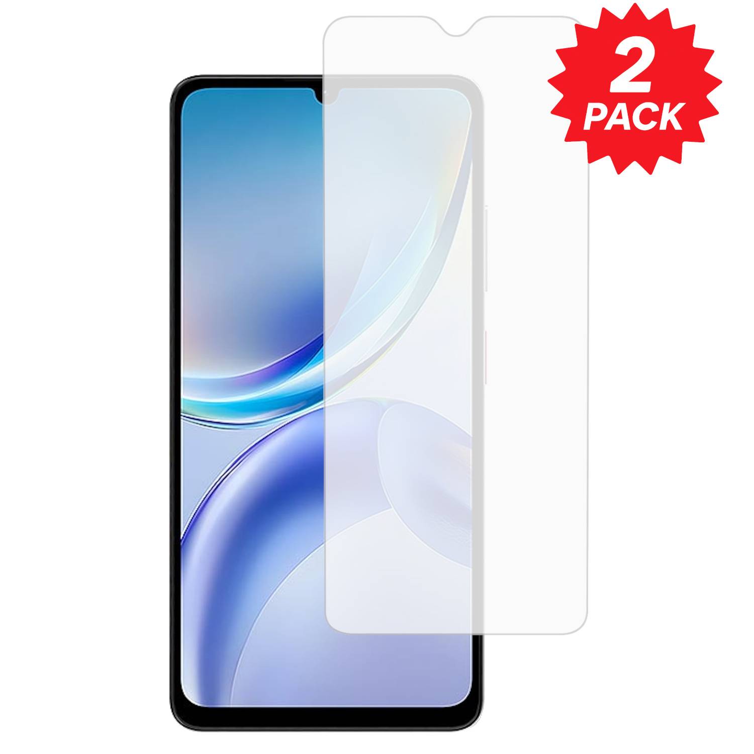 Smartphone-Displayschutzfolie auf einem Telefon gezeigt, mit einem roten 