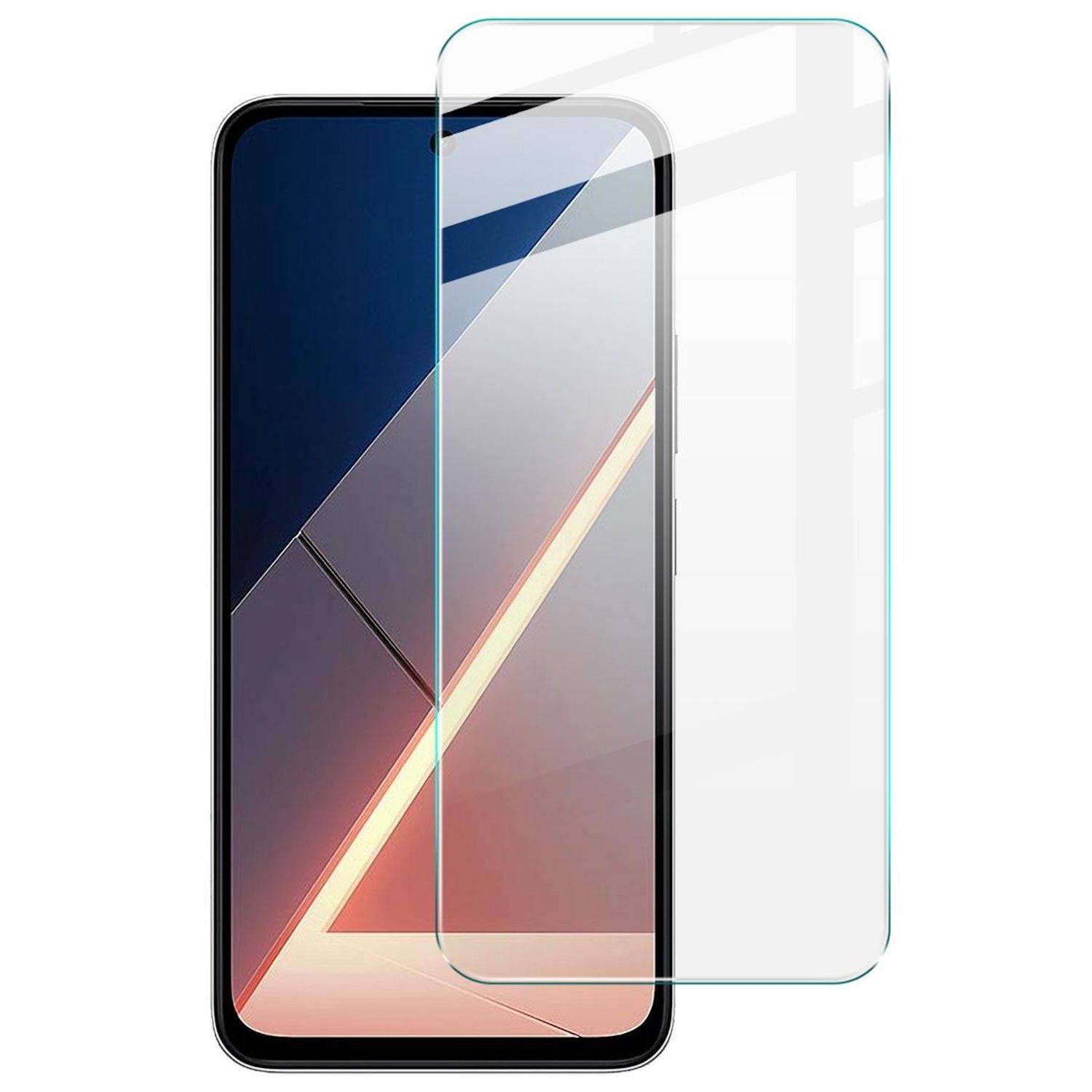 Smartphone mit einer klaren Schutzfolie, die über das Display ausgerichtet ist.