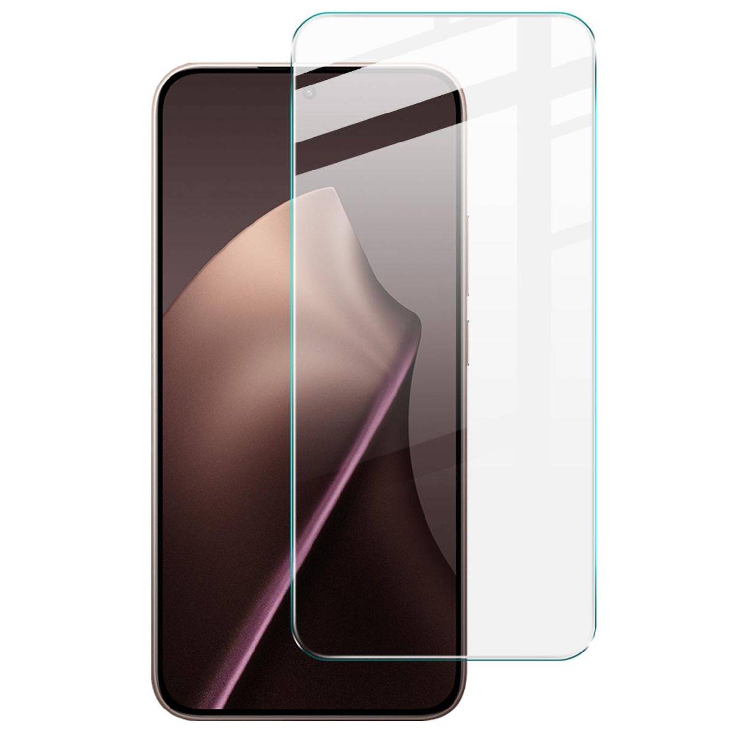 Smartphone mit einer klaren gehärteten Glasschutzfolie, die über dem Display angebracht ist und den Displayschutz des Geräts veranschaulicht.
