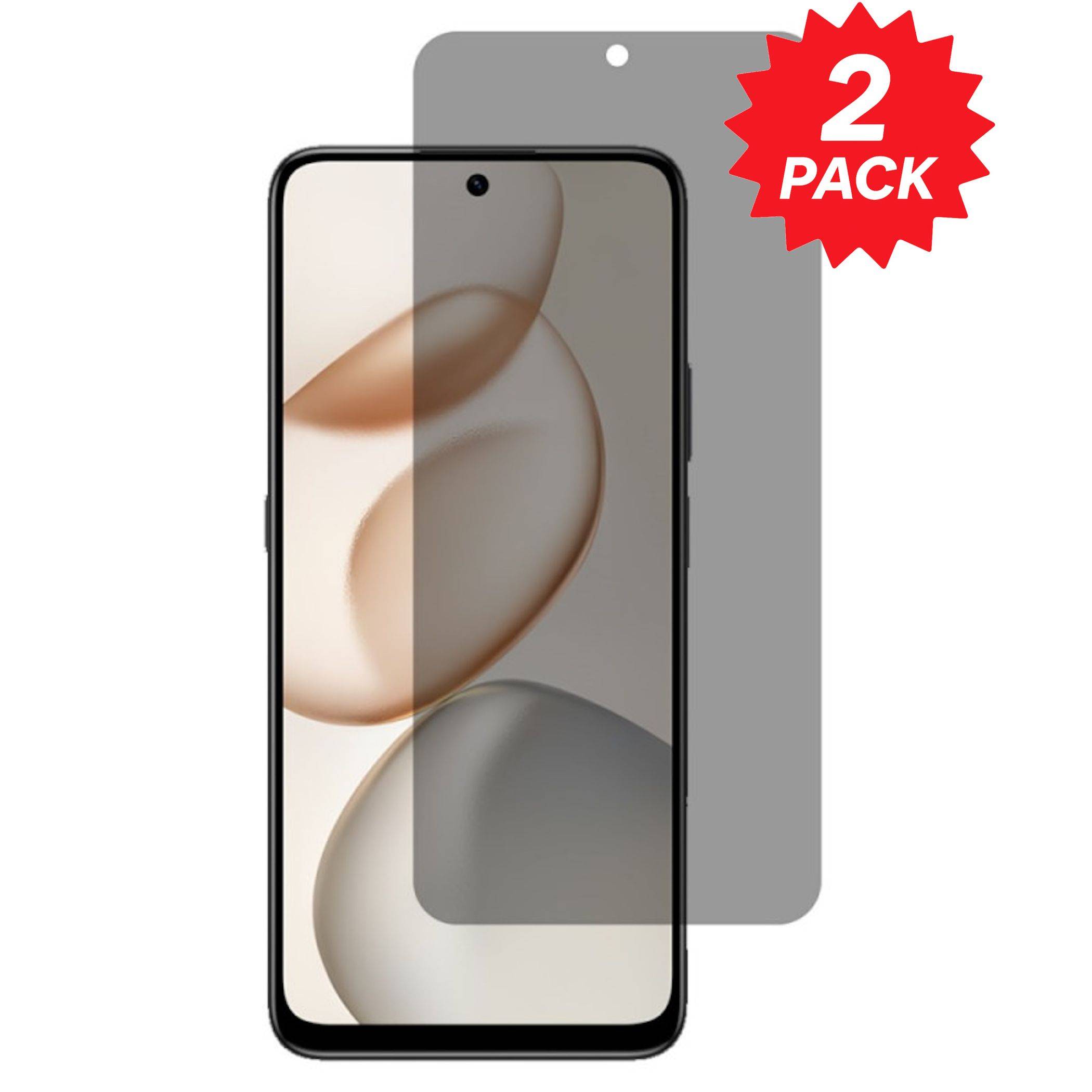 Zweierset-Smartphone-Displayschutzfolie, das über einem Telefon angezeigt wird, mit einem roten „2ER-PACK