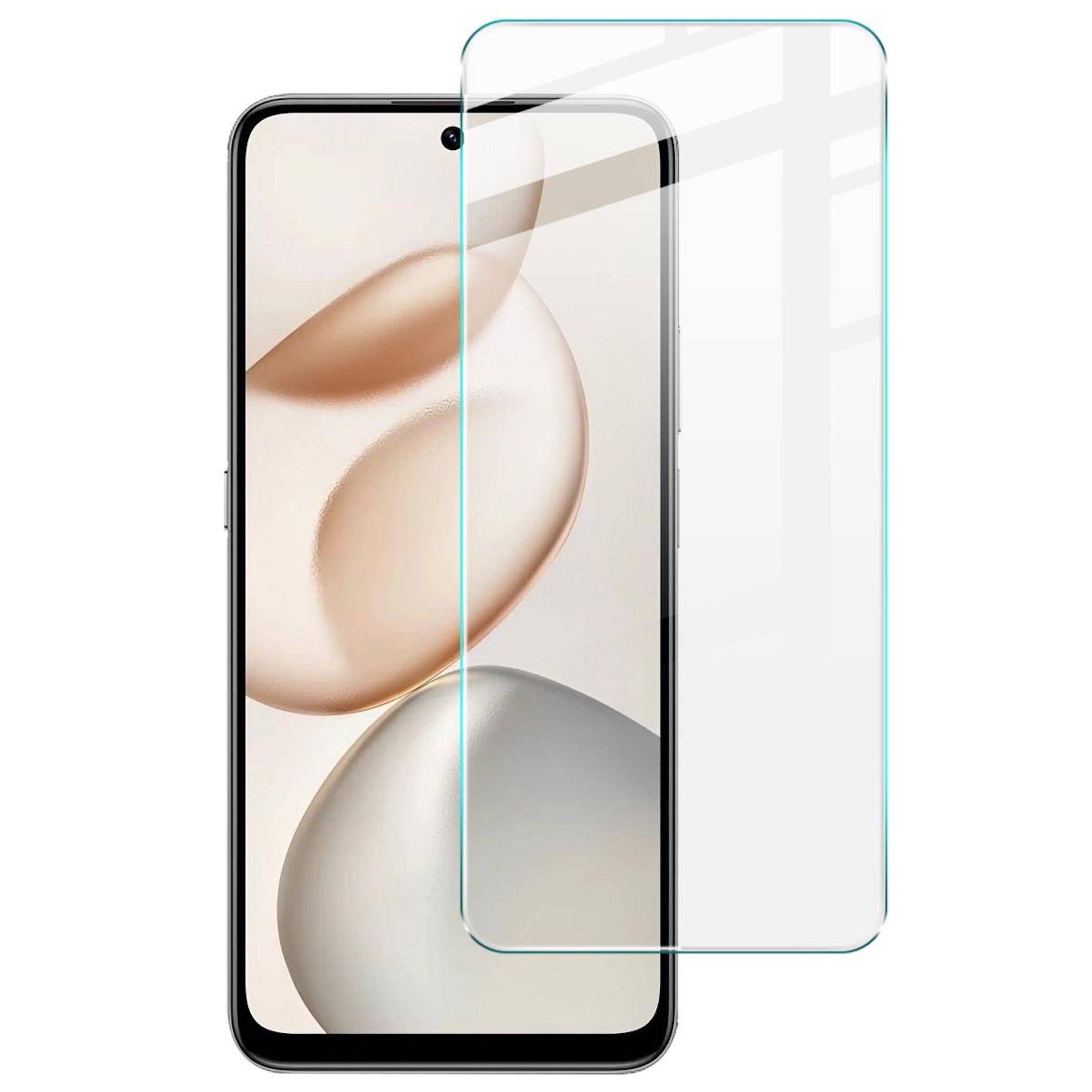 Smartphone-Vorderansicht mit einer transparenten Displayschutzfolie, die über dem Display ausgerichtet ist.