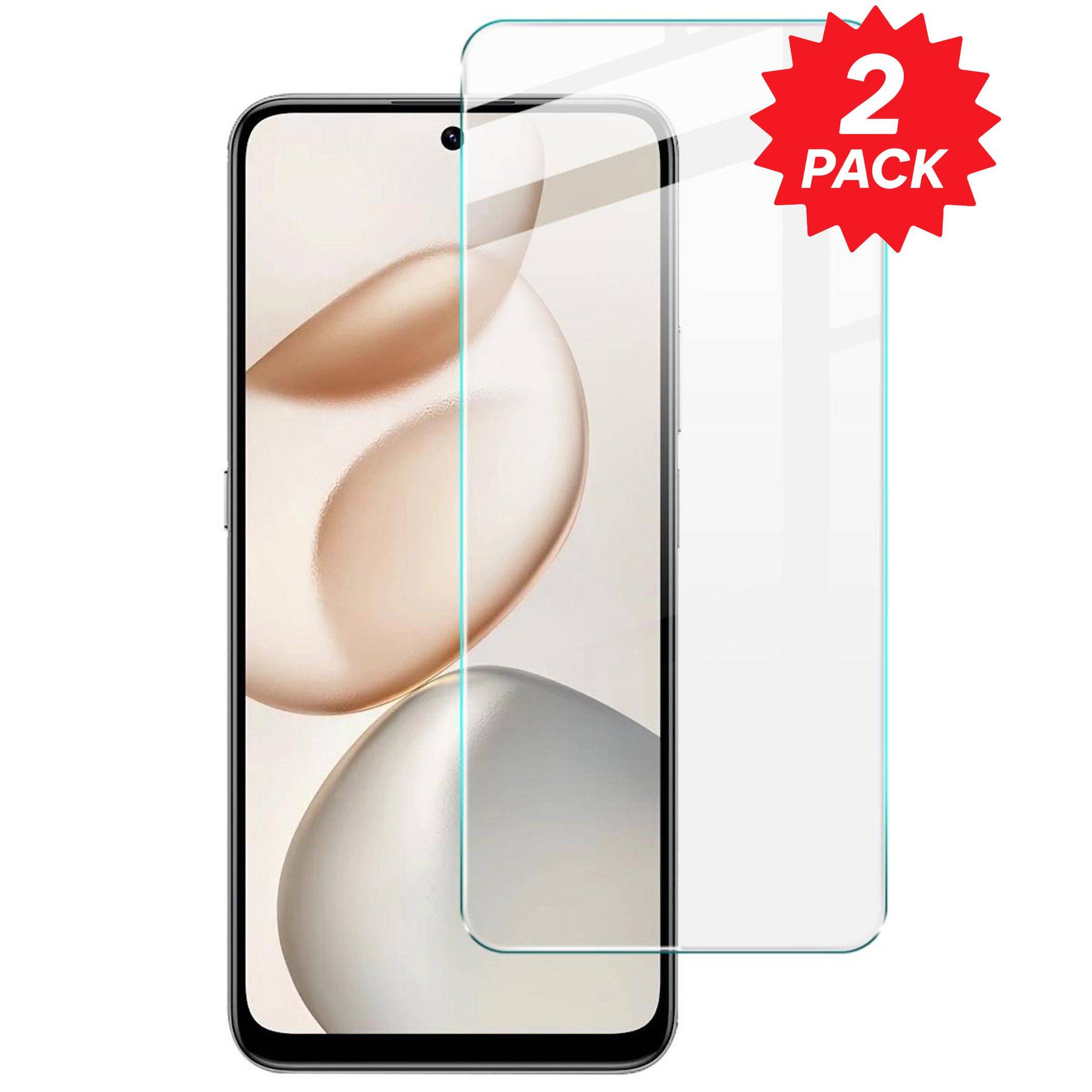 Smartphone mit zwei transparenten Displayschutzfolien, mit der Bezeichnung „2ER PACK