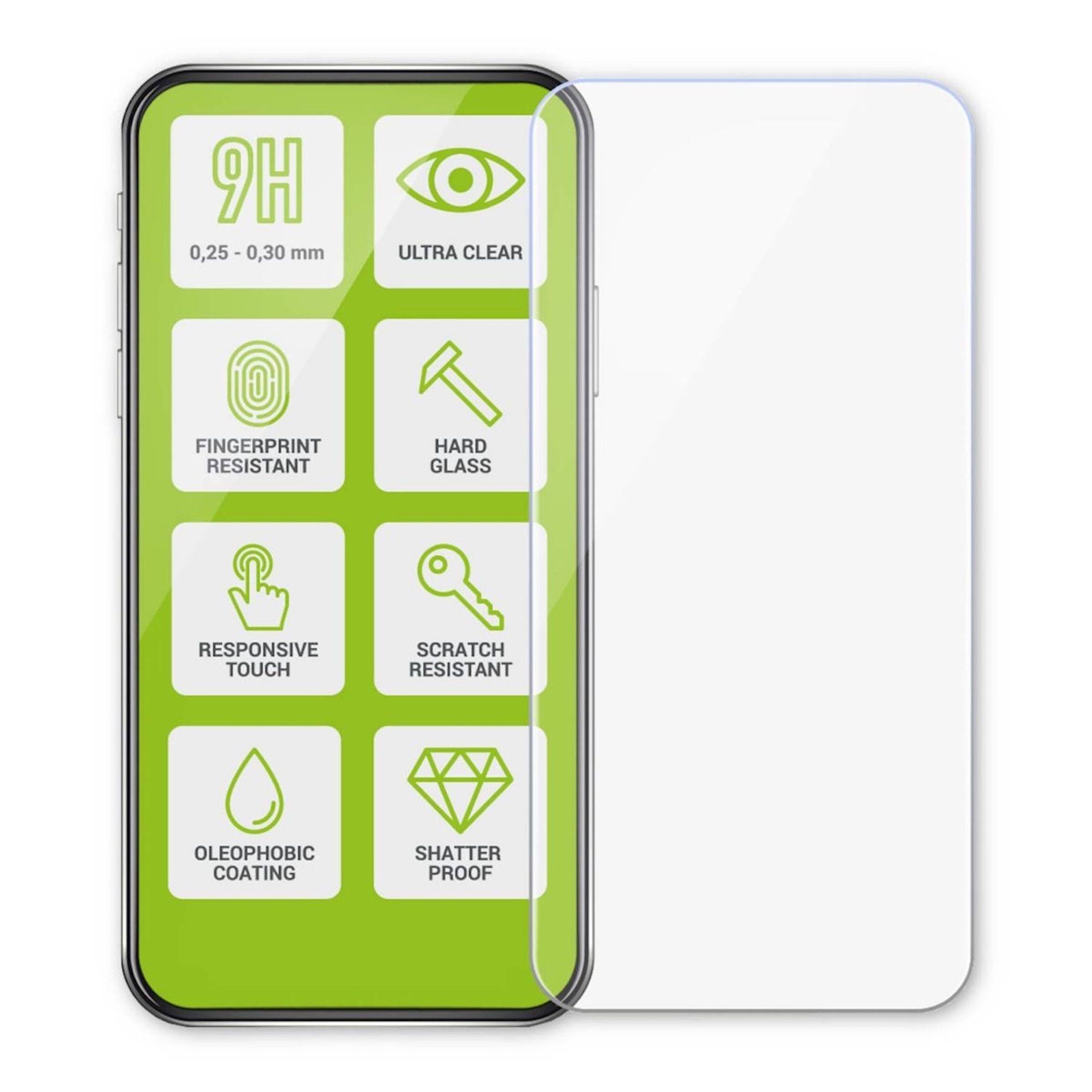 Displayschutz mit 9H Härte Features: ultraklare Oberfläche, fingerabdruckresistent, Hartglas, reaktionsschnelle Touchempfindlichkeit, kratzerresistent, oleophobe Beschichtung, bruchsicher.