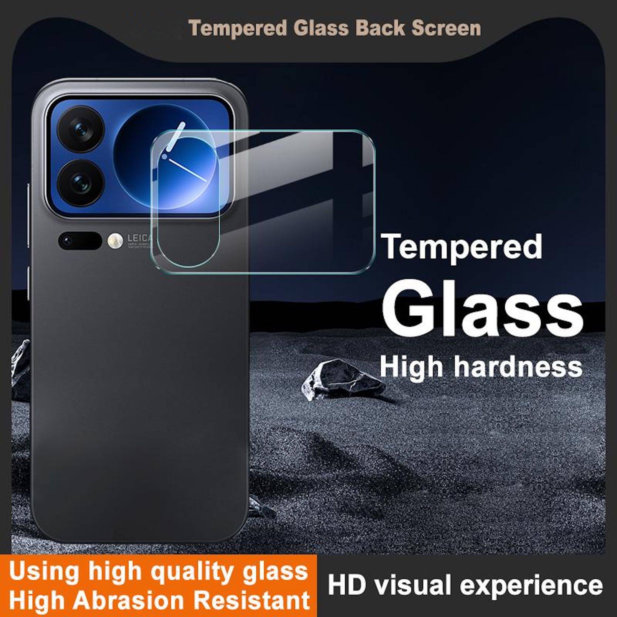Werbegrafik eines gehärteten Glasschutzes für die Rückseite eines Telefons, das eine Smartphone-Kamera, 
