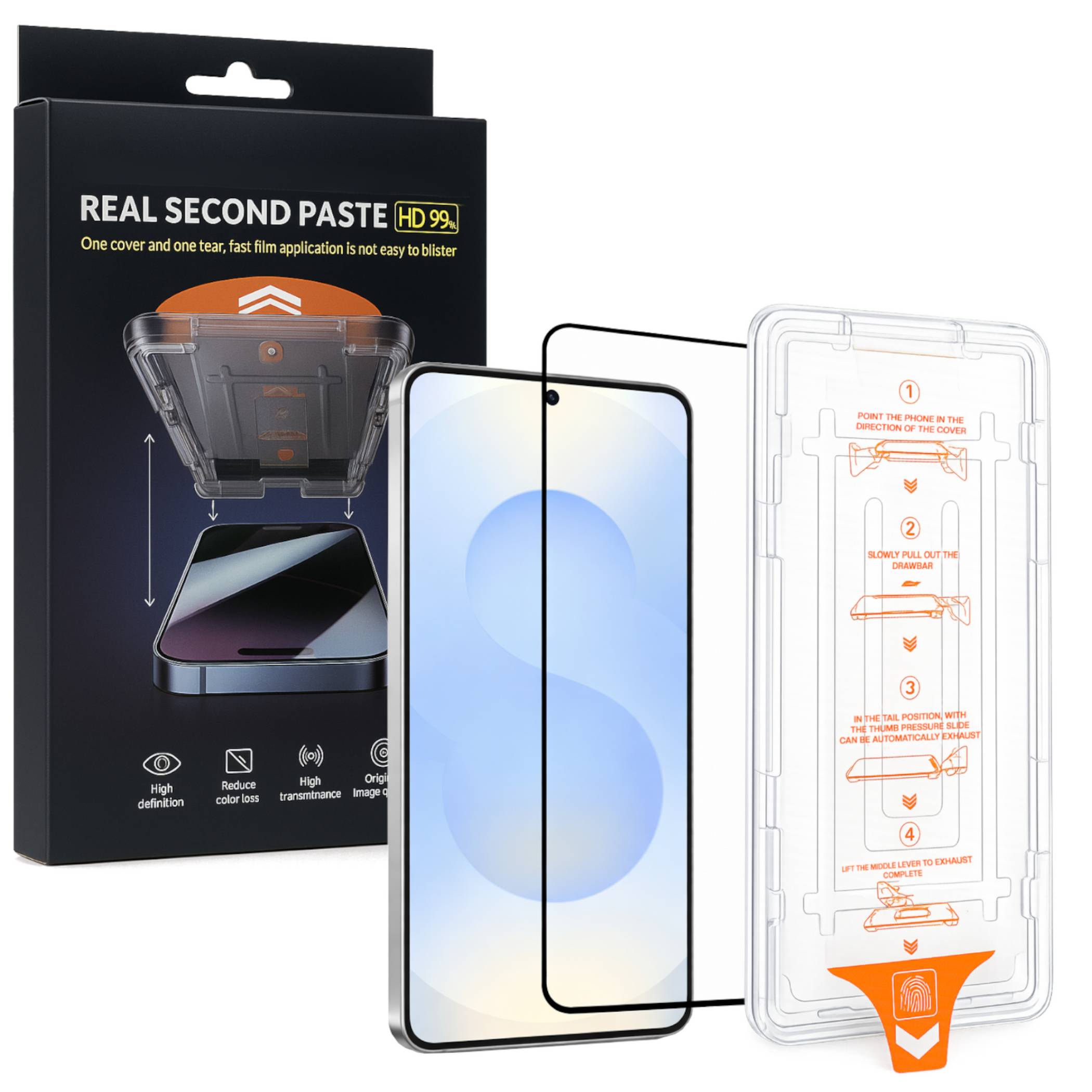Schutzfolienpaket mit der Bezeichnung „REAL SECOND PASTE HD 9H