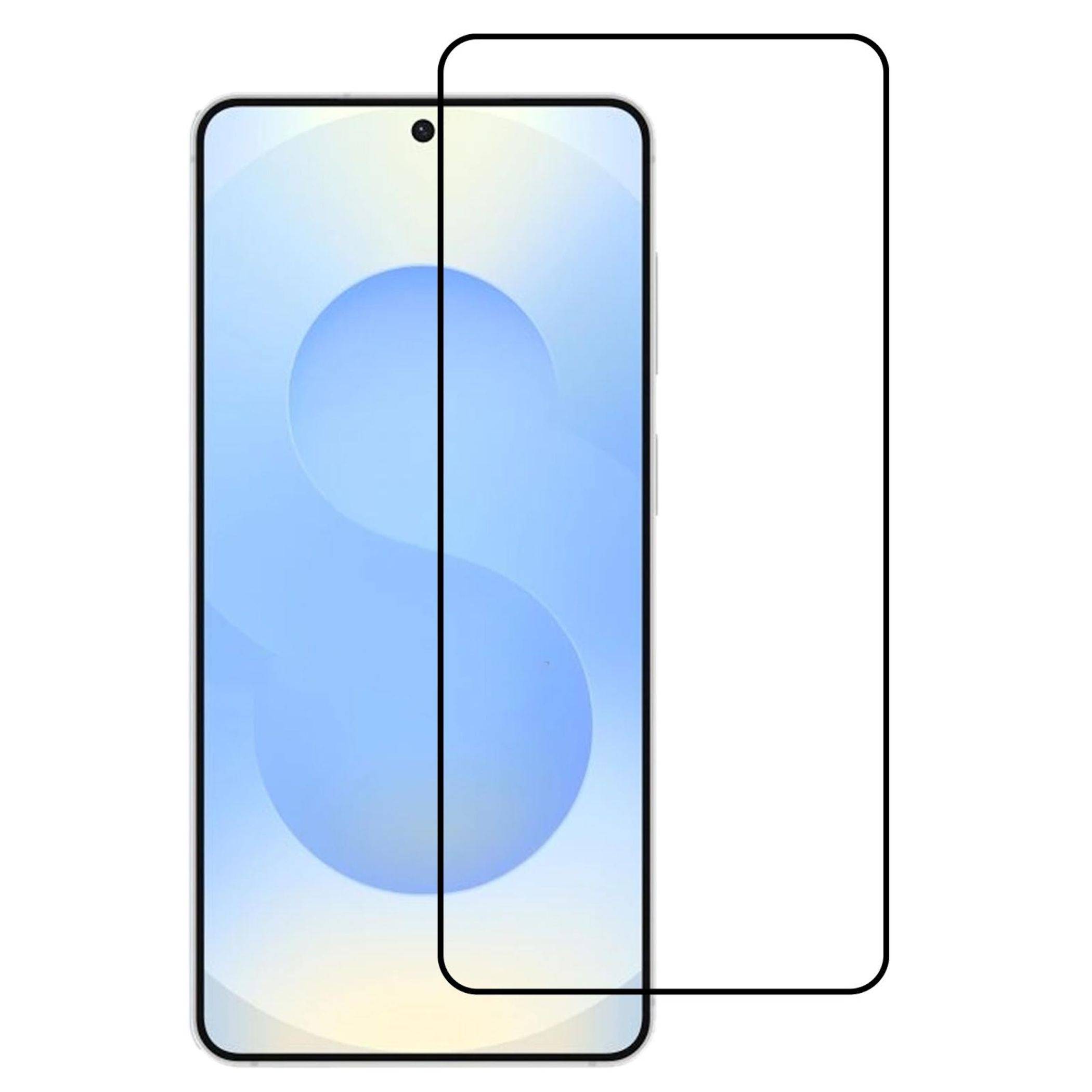 Vorderansicht eines Smartphones mit blauem Farbverlauf-Bildschirm und zentrierter Punch-Hole-Kamera, dargestellt über einer transparenten Kontur der Phoneform.