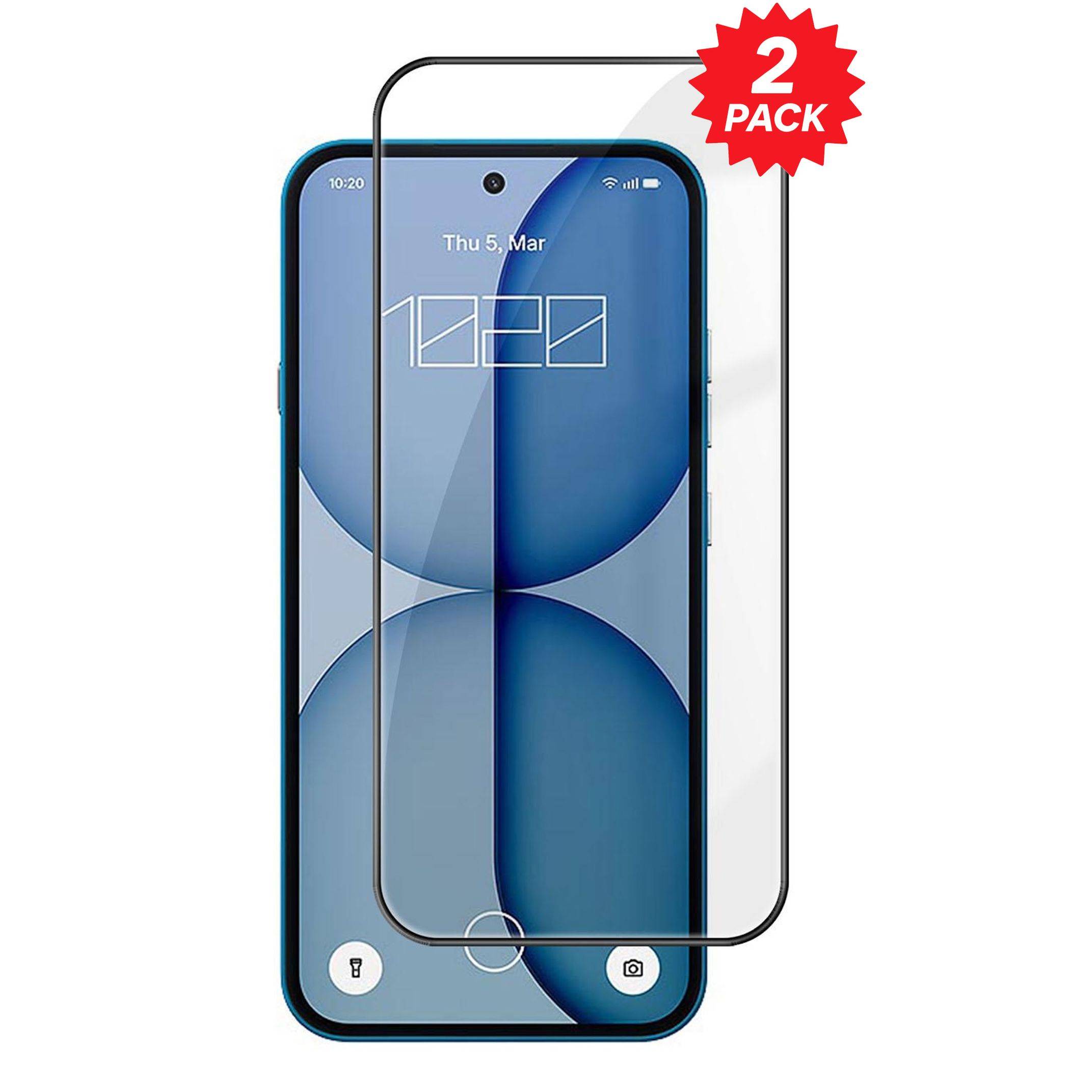 Displayschutzfolie für Smartphones, die auf einem Telefon angebracht ist, mit einem roten Label 