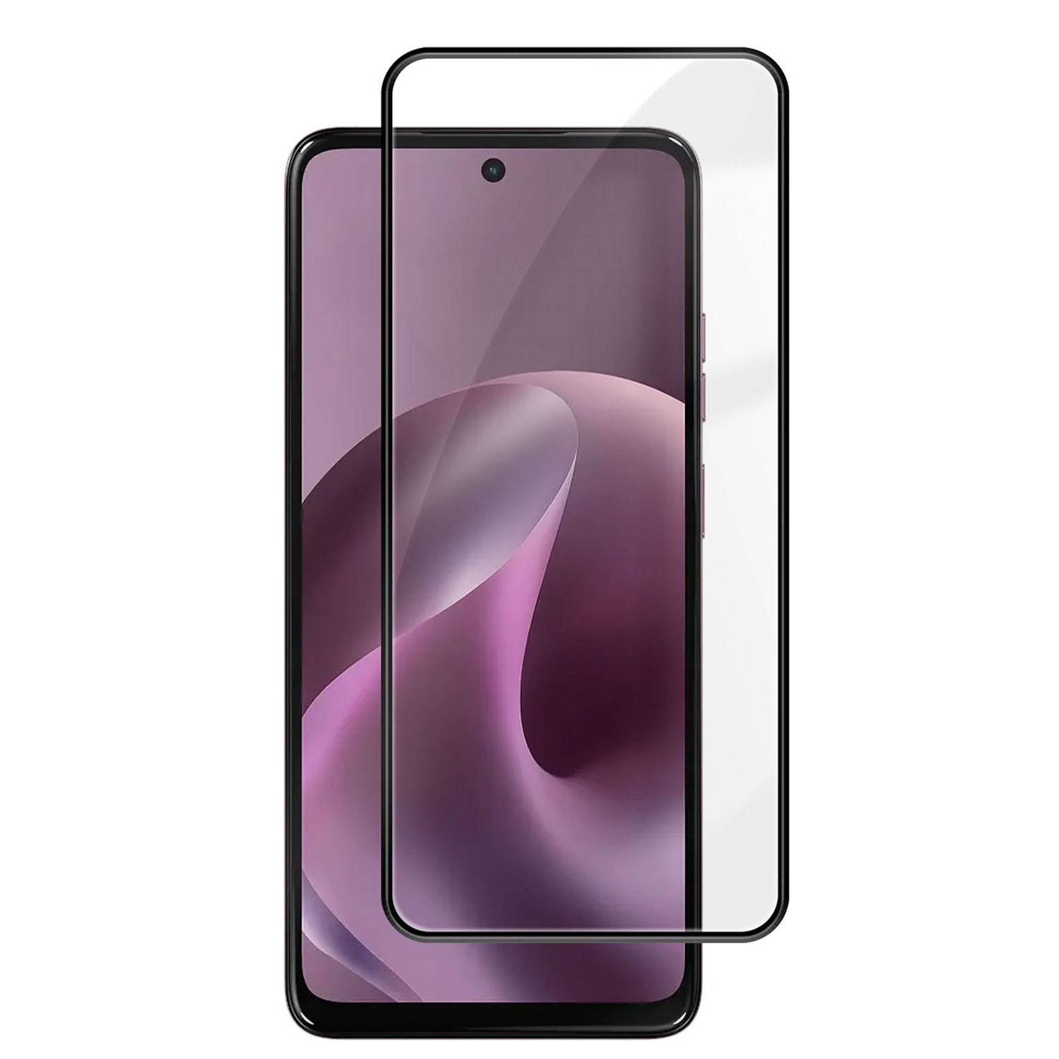 Smartphone von vorne dargestellt mit einer klaren Schutzfolie, die über dem Display ausgerichtet ist.