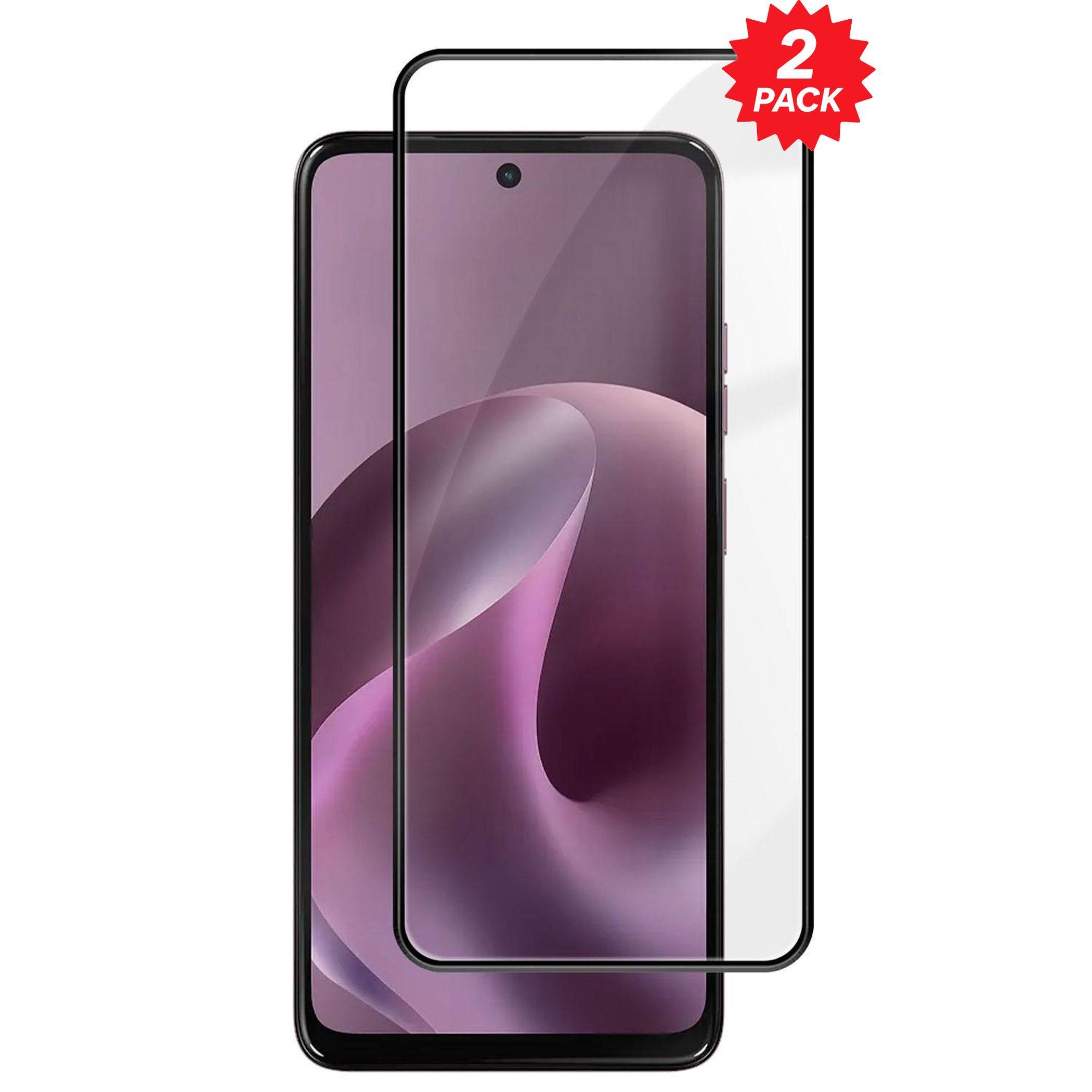 Smartphone mit zwei schwarzen Displayschutzfolien, gekennzeichnet mit „2er PACK