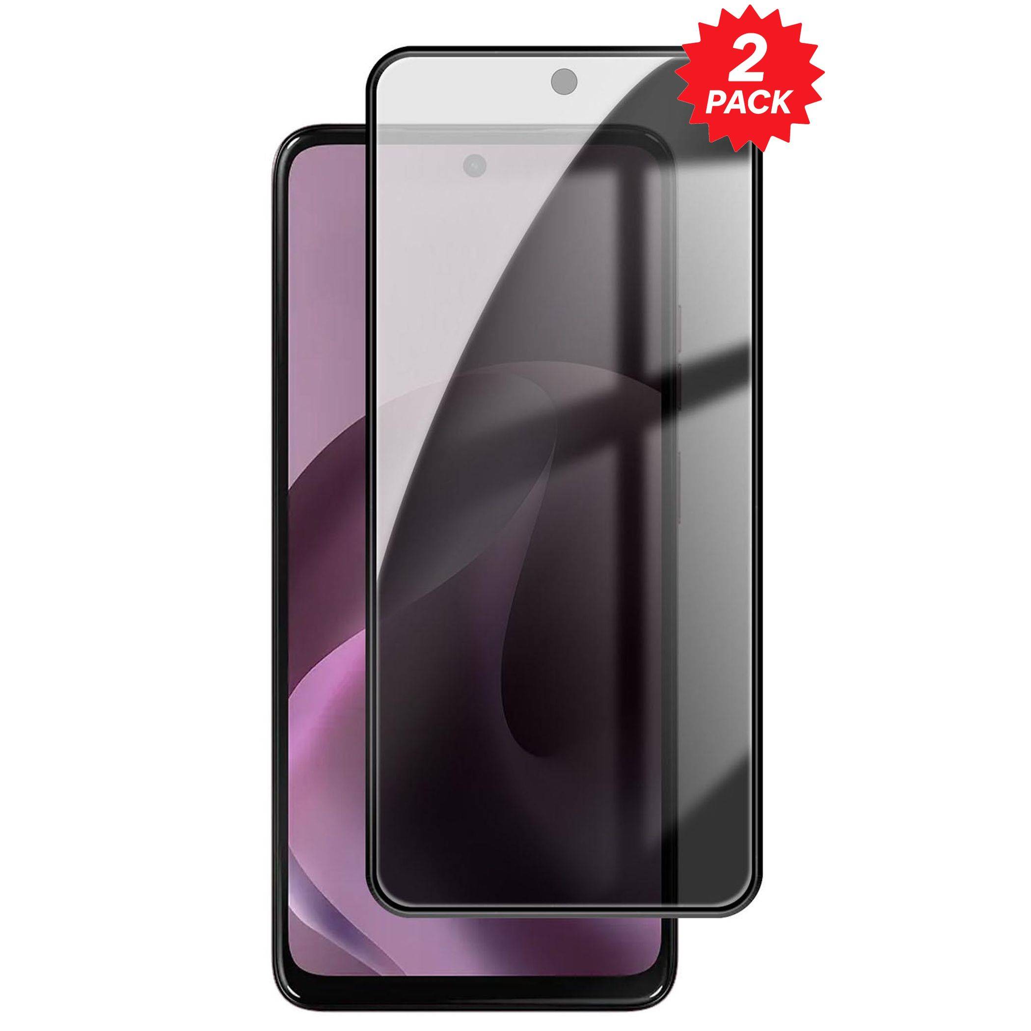 Zwei Schutzfolien für ein Smartphone, übereinander auf einem Telefonbildschirm gezeigt, mit einem roten „2ER-PACK