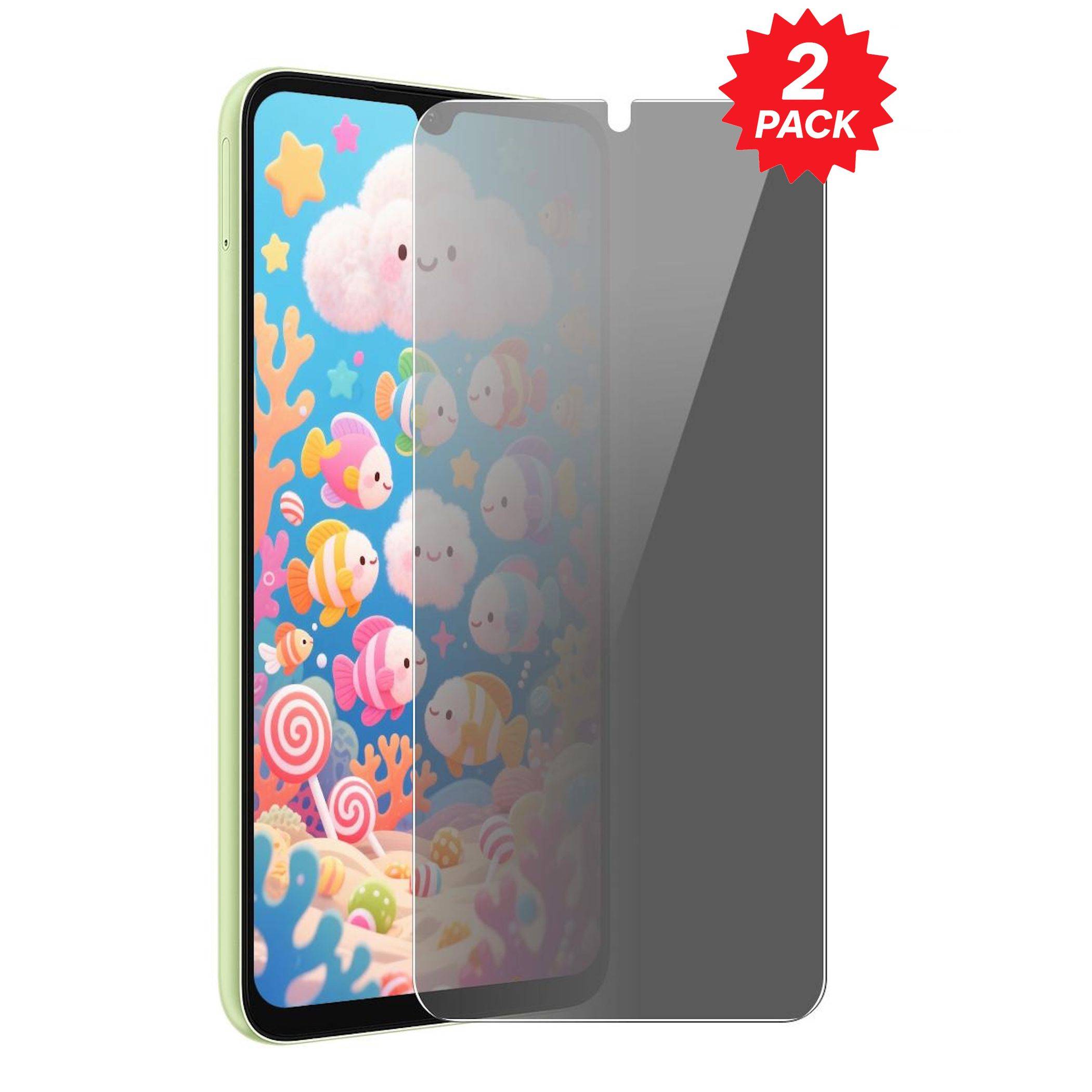 Zwei-er-Pack durchsichtige Displayschutzfolien für ein Smartphone mit einem roten „2ER-PACK