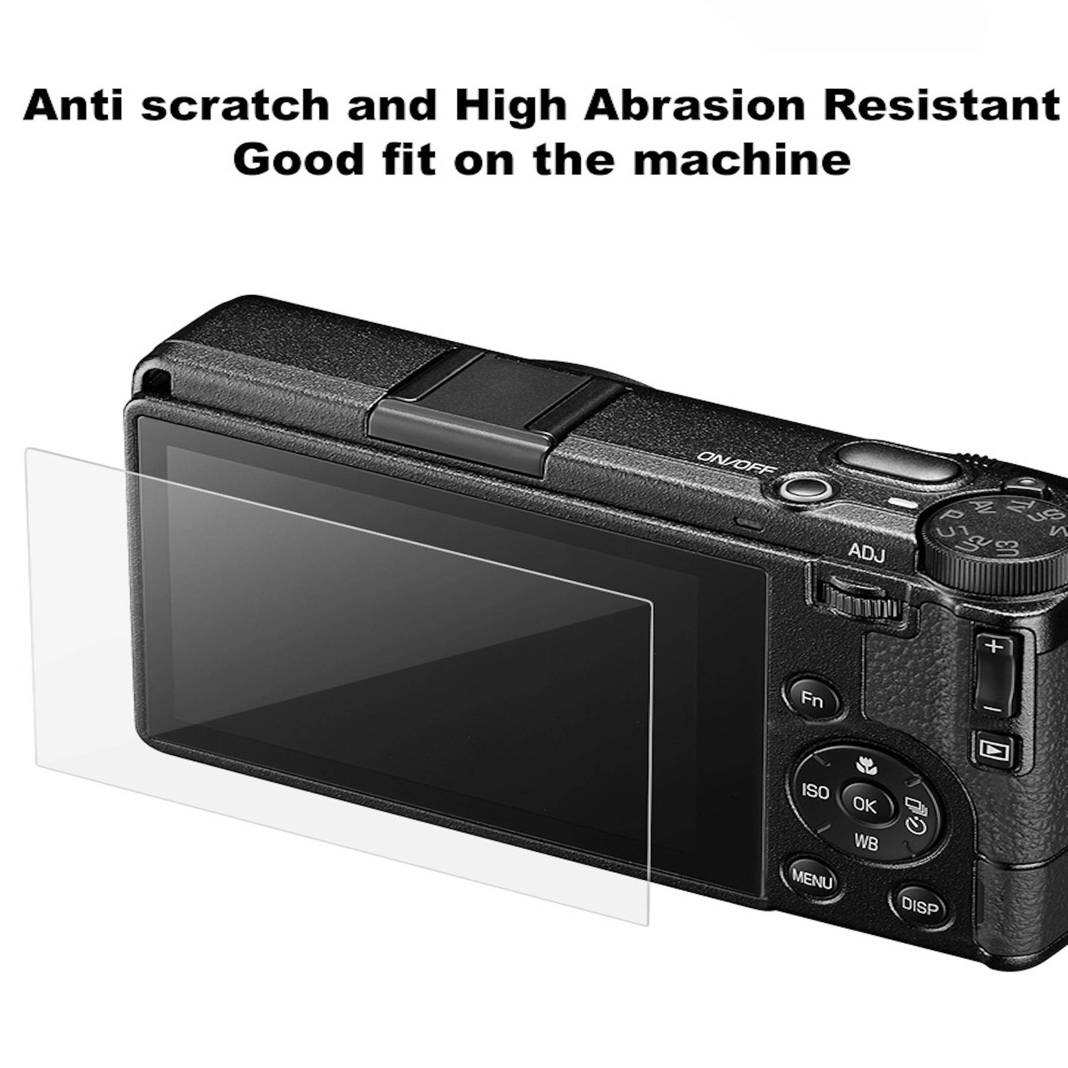 Kamera-LCD-Displayschutzfolie mit Text „Kratzfest und hochabriebfest