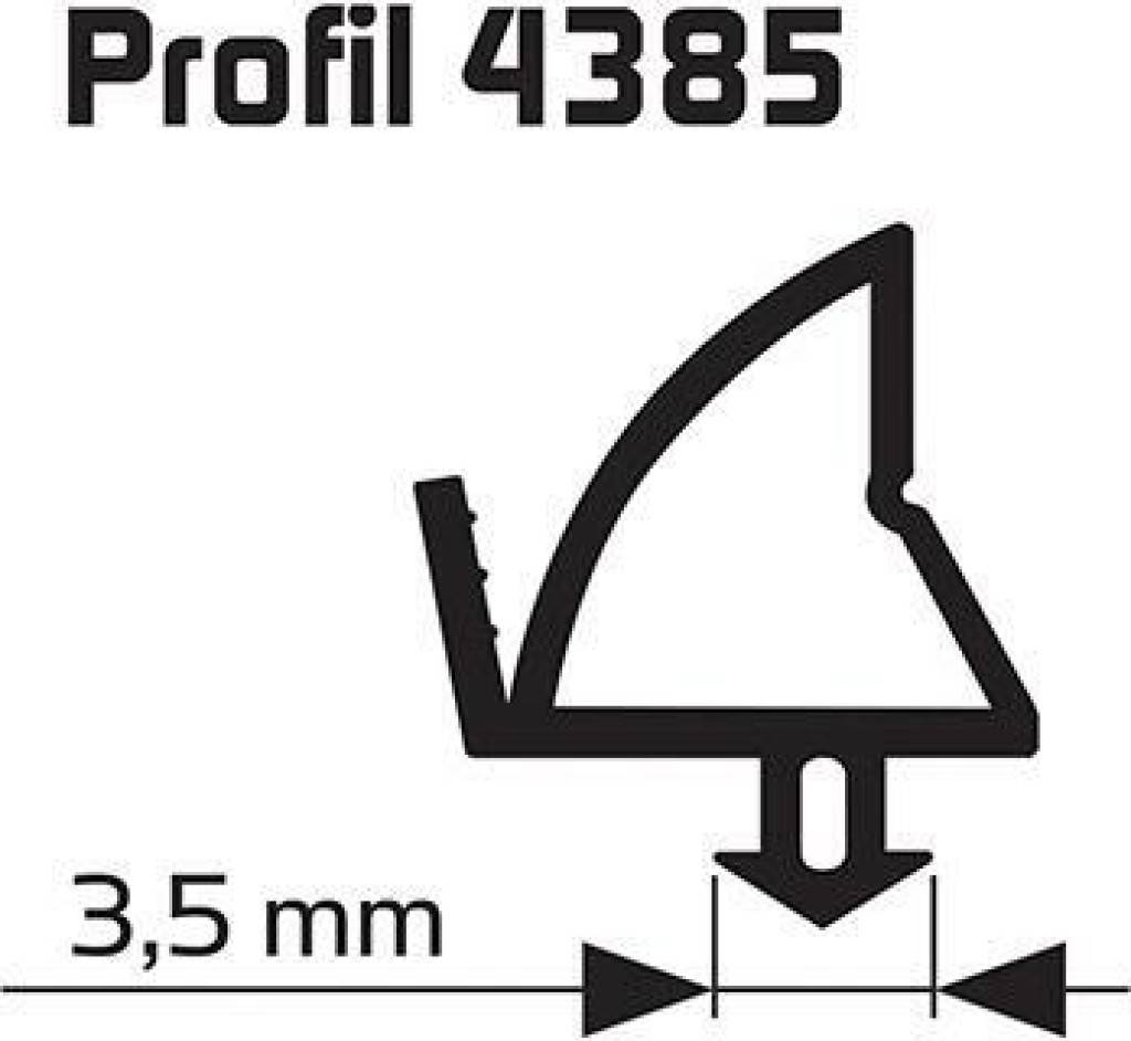 Diagramm eines Profiltrims 4385, das einen Querschnitt und eine Breitenmessung von 3,5 mm zeigt.