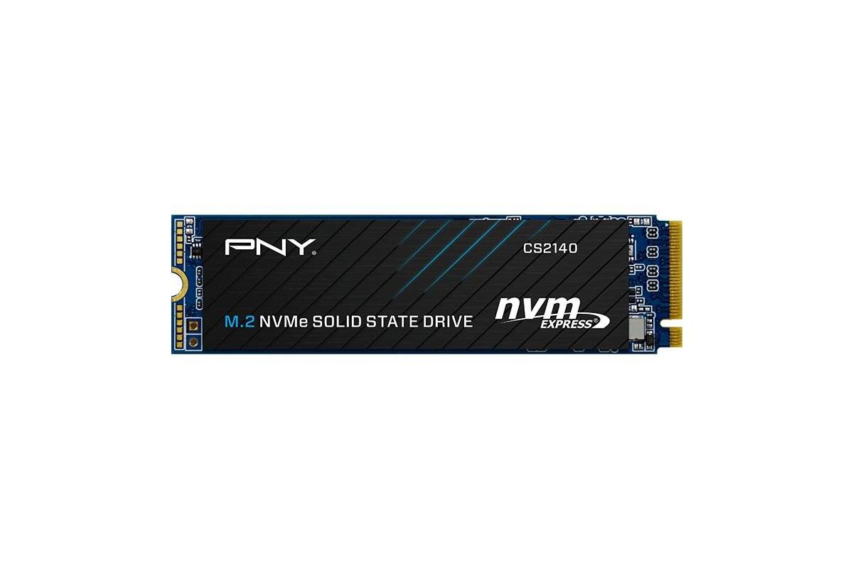 PNY CS2140 M.2 NVMe Solid-State Drive auf weißem Hintergrund dargestellt.